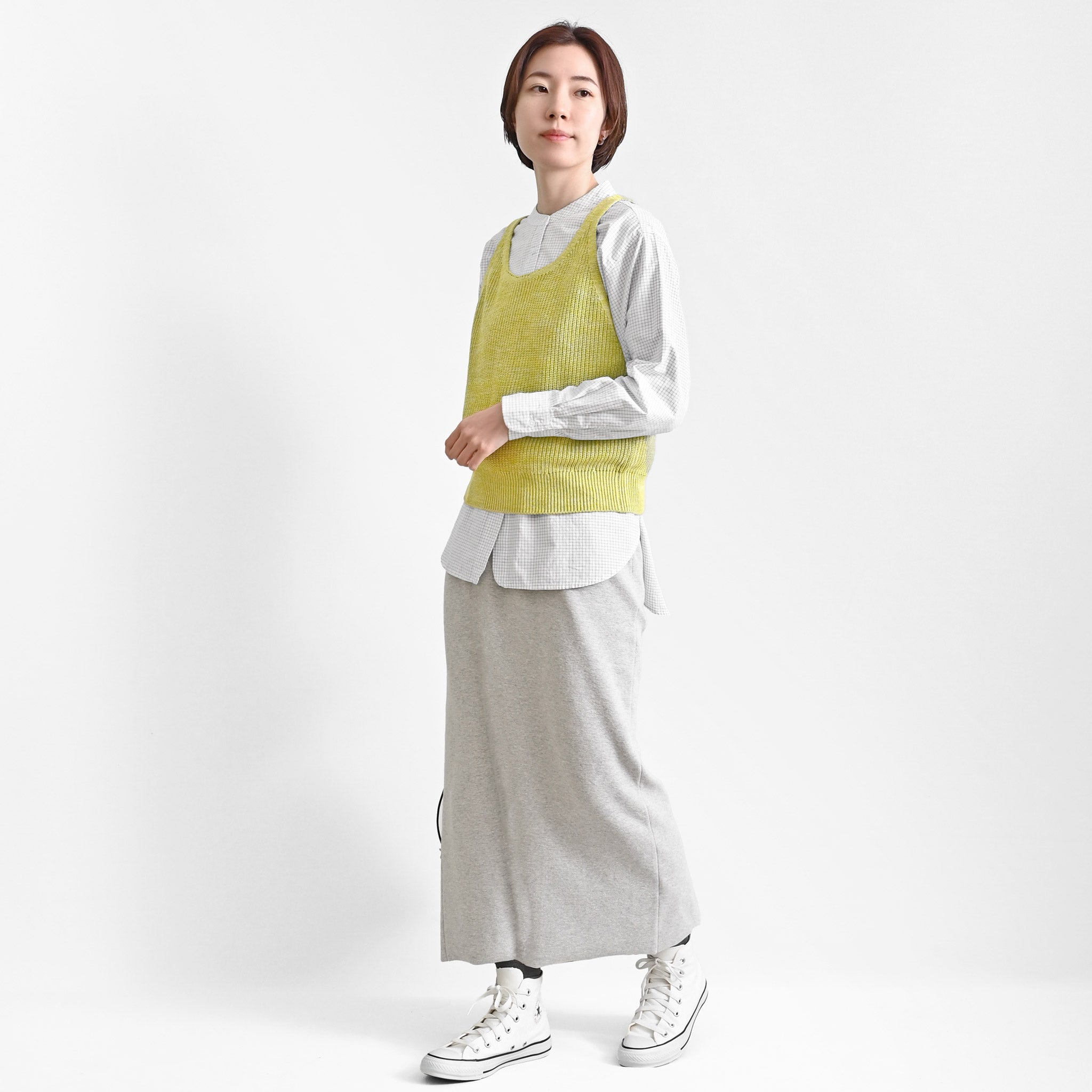 シンプルチェックブラウス 長袖