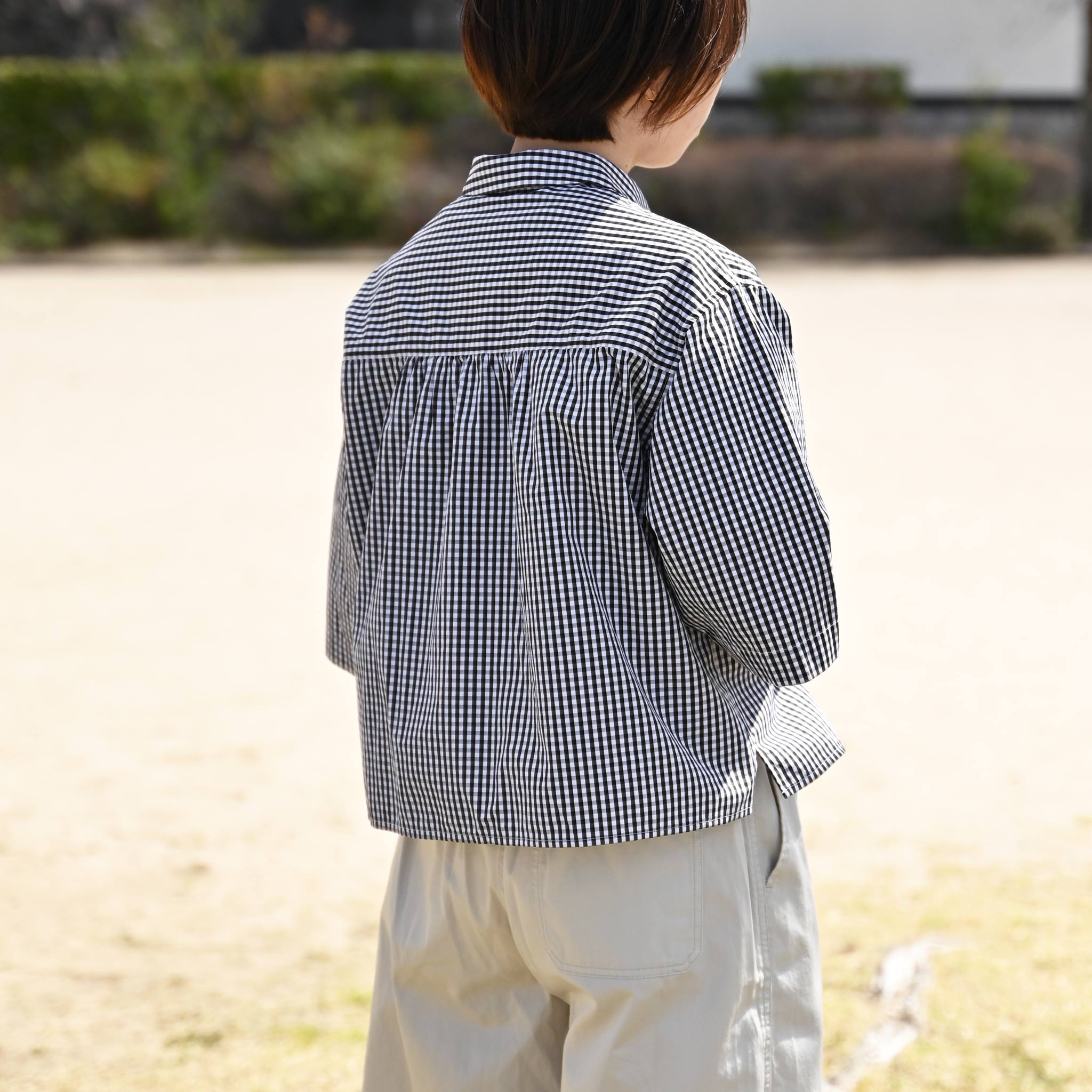 コットンポプリンブラウス 5分袖