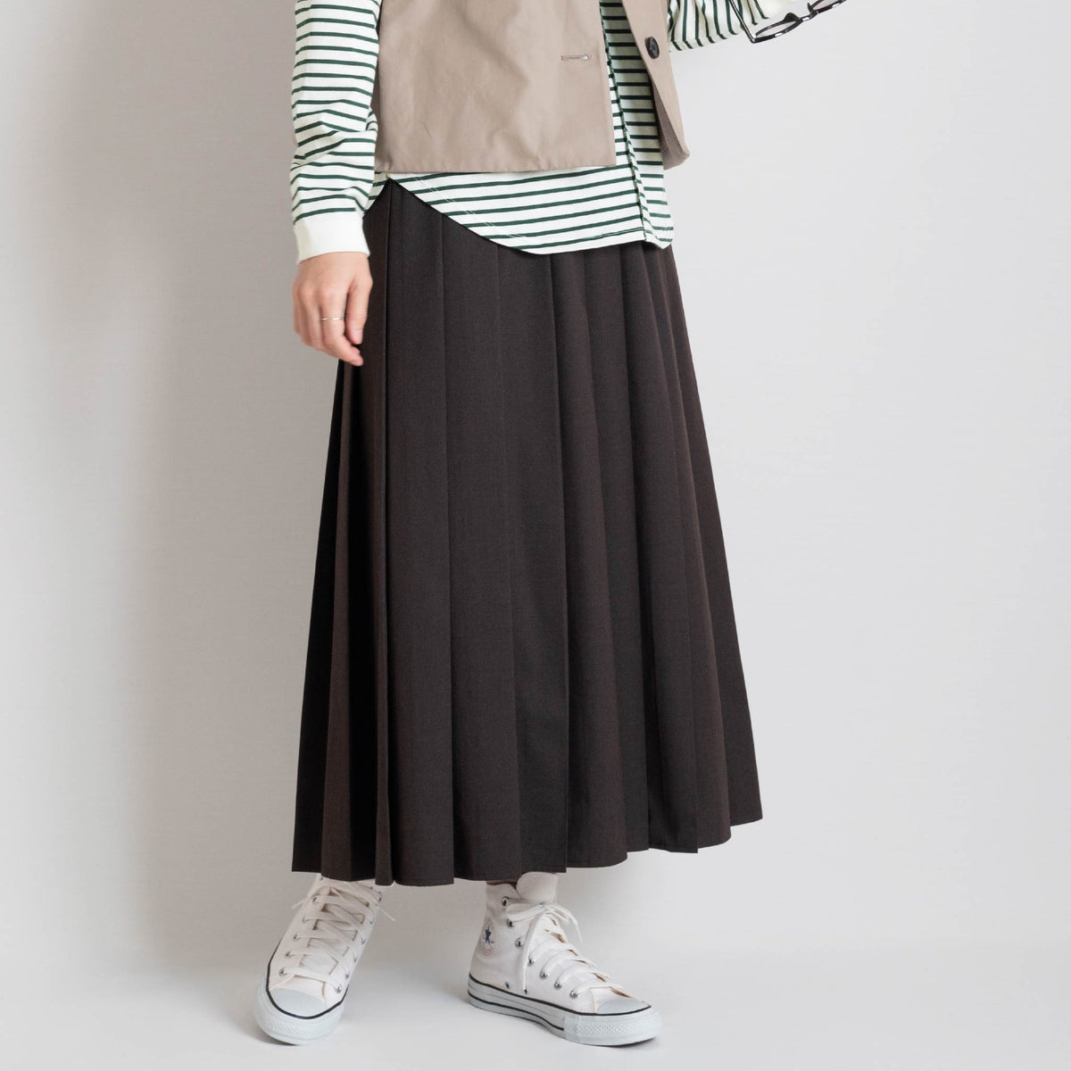 ウールブレンドツイルプリーツスカート