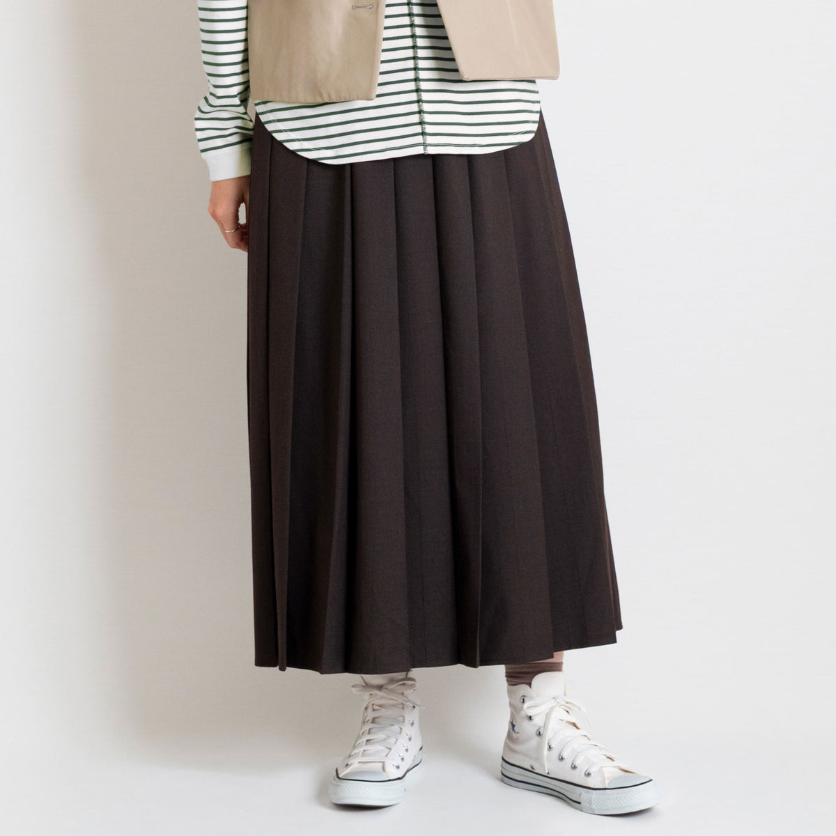 ウールブレンドツイルプリーツスカート