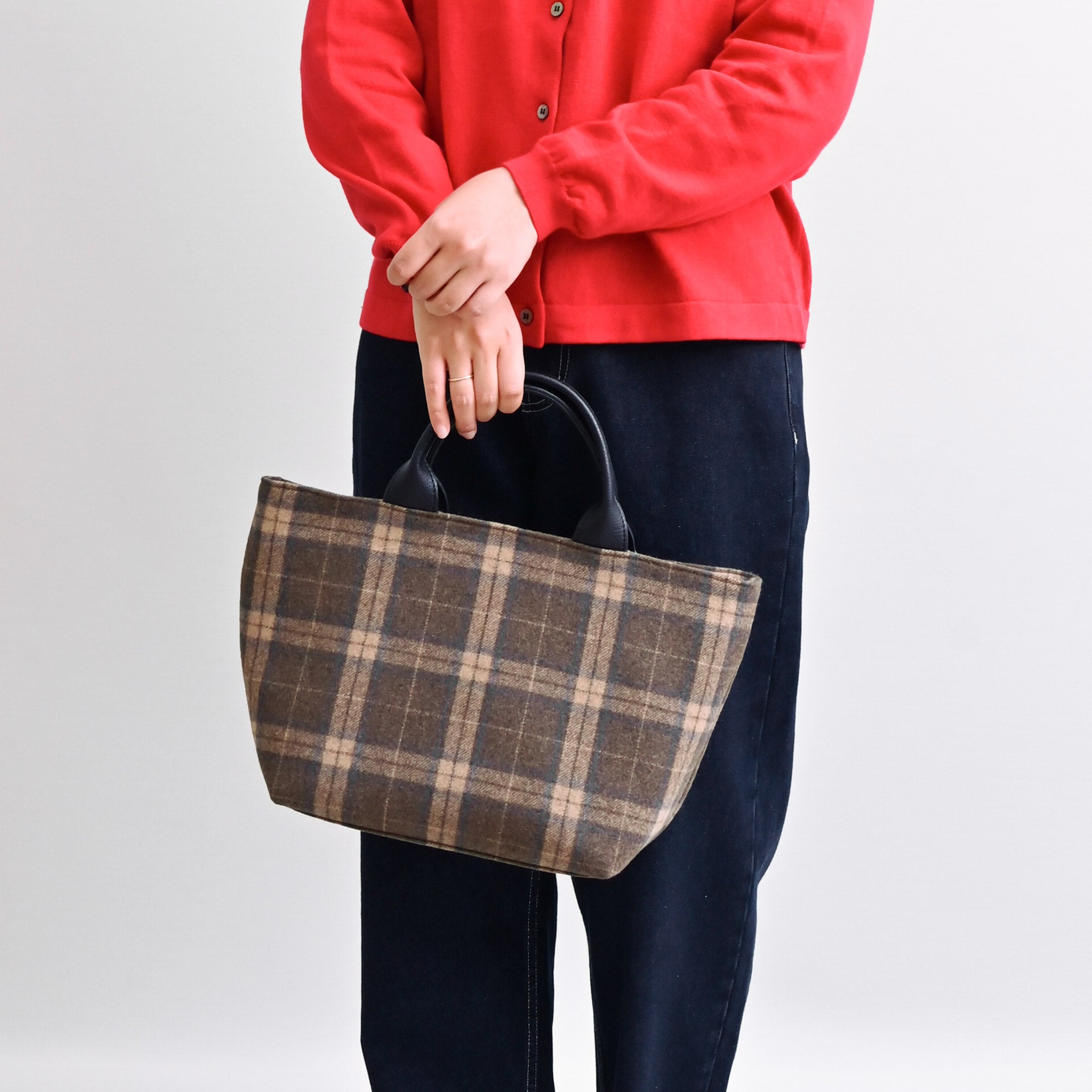 チェックトートバッグ