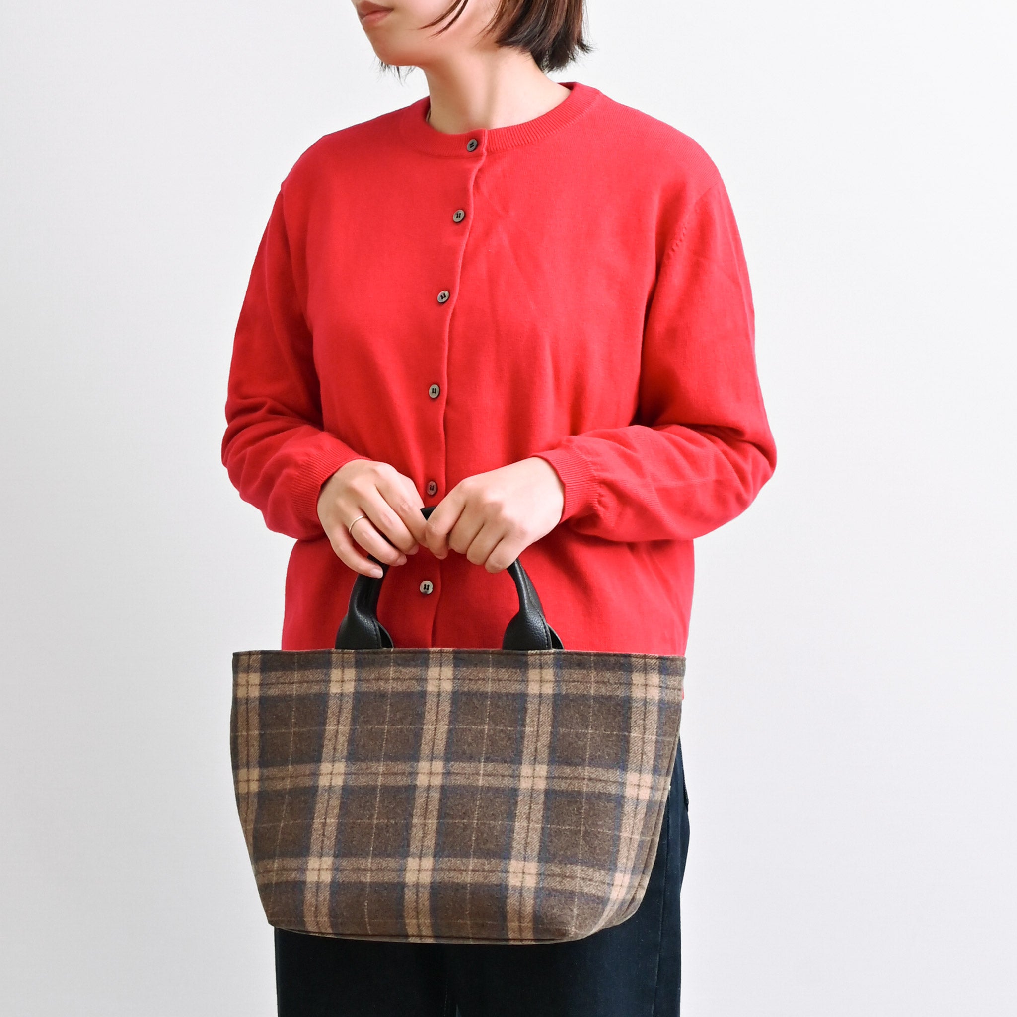 チェックトートバッグ