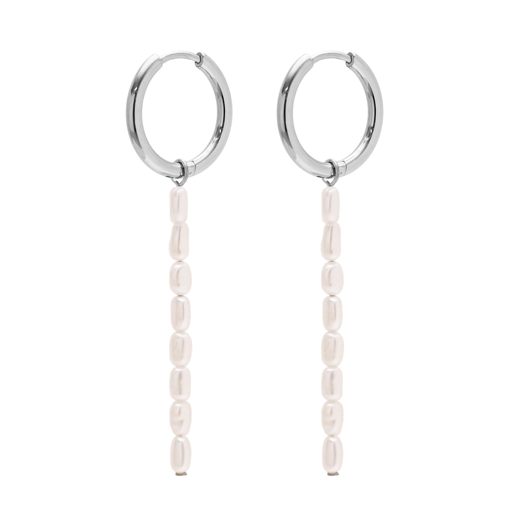 淡水パールステンレスピアス KE25 BE