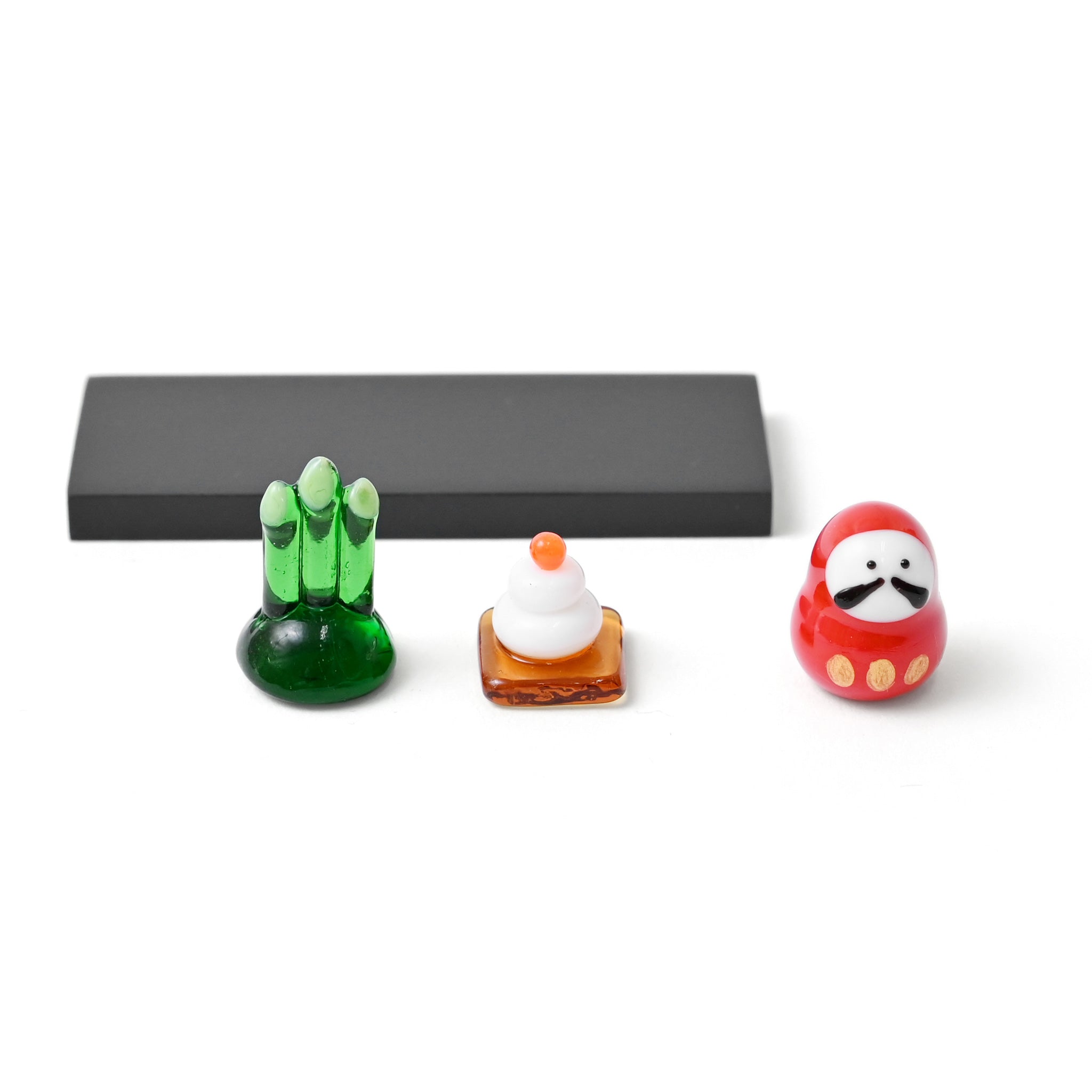 迎春置物 ガラス縁起 3点セット