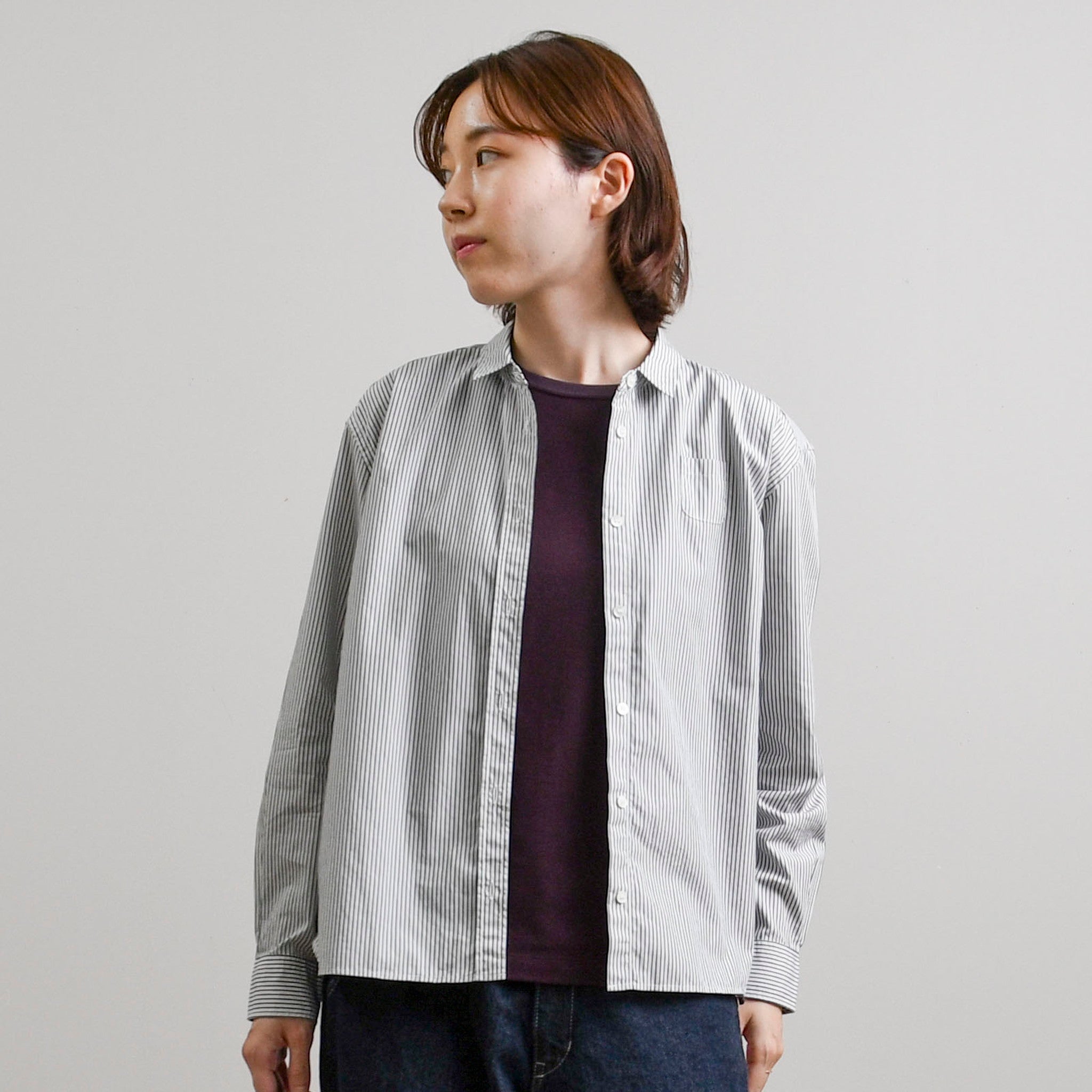 スタンダードストライプブラウス 長袖