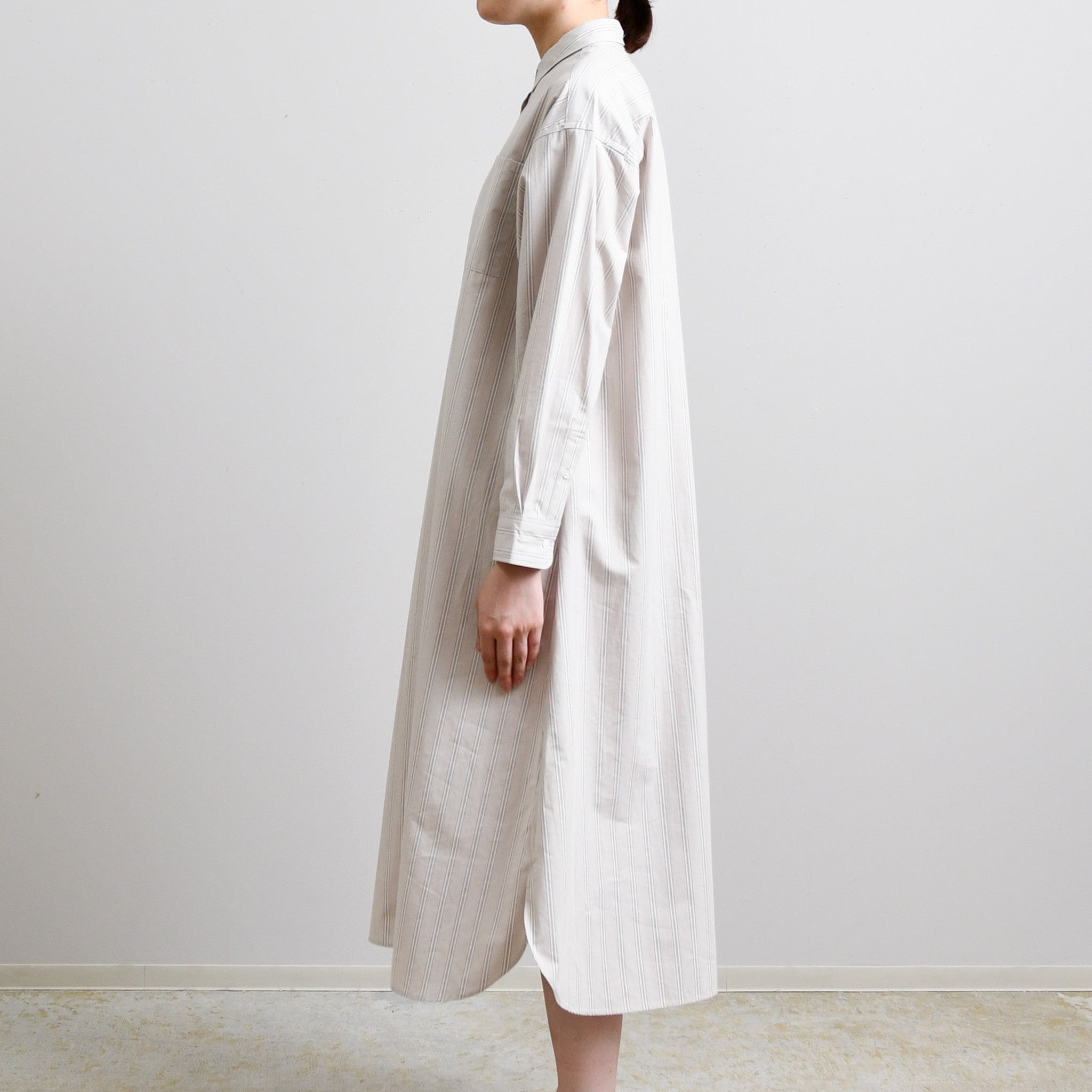 ブロードストライプ ワンピース 長袖