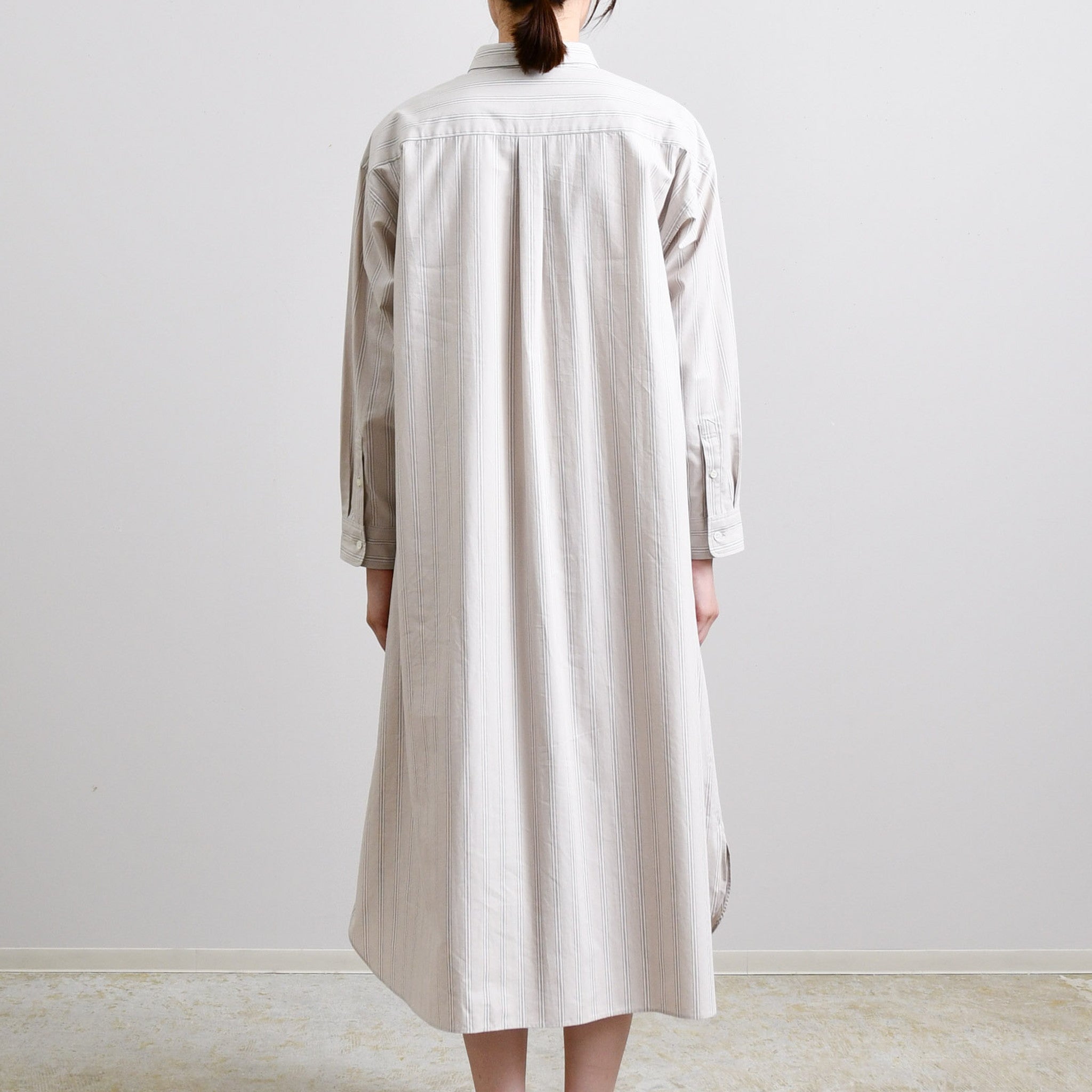 ブロードストライプ ワンピース 長袖