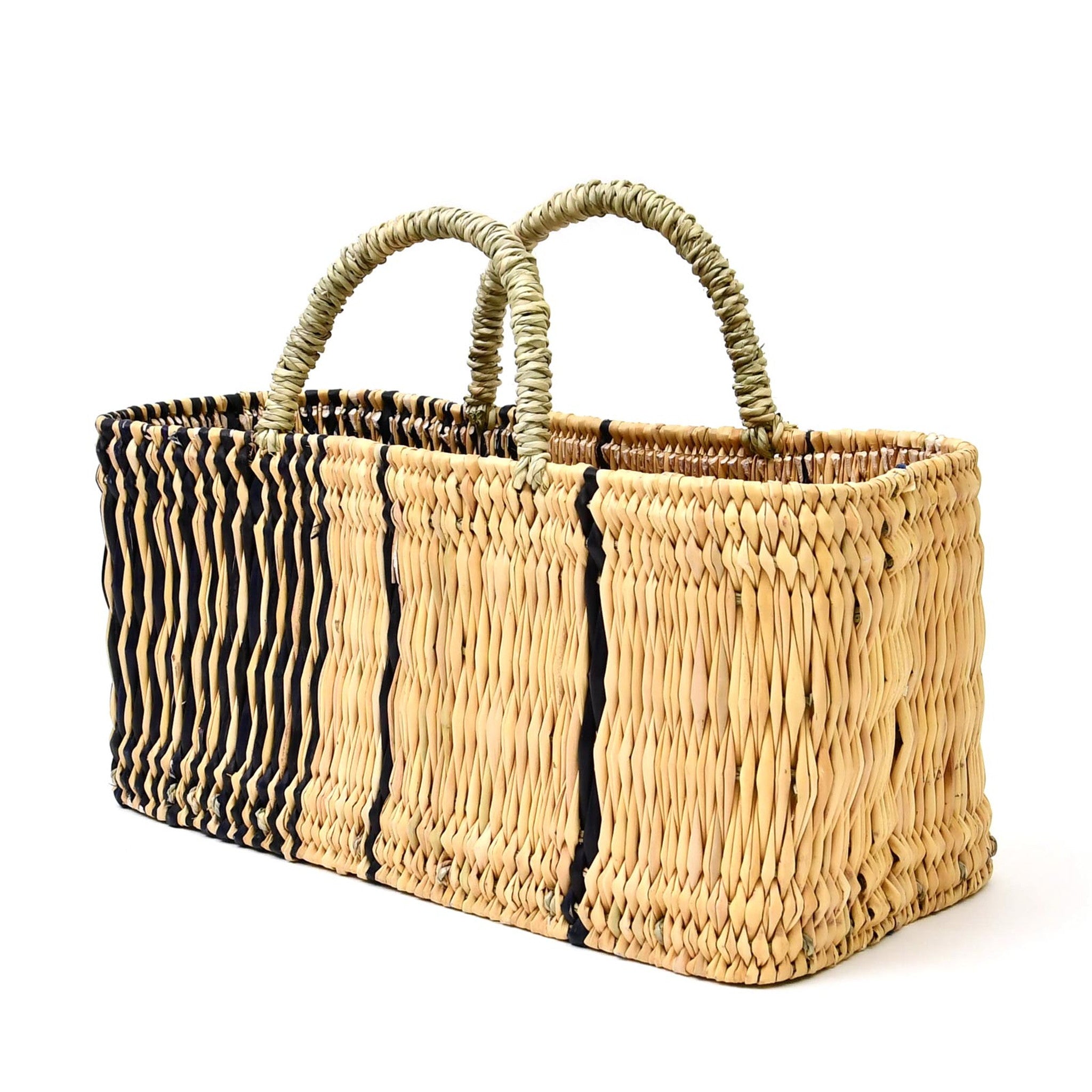 ストロー横長カゴ M ドームハンドル