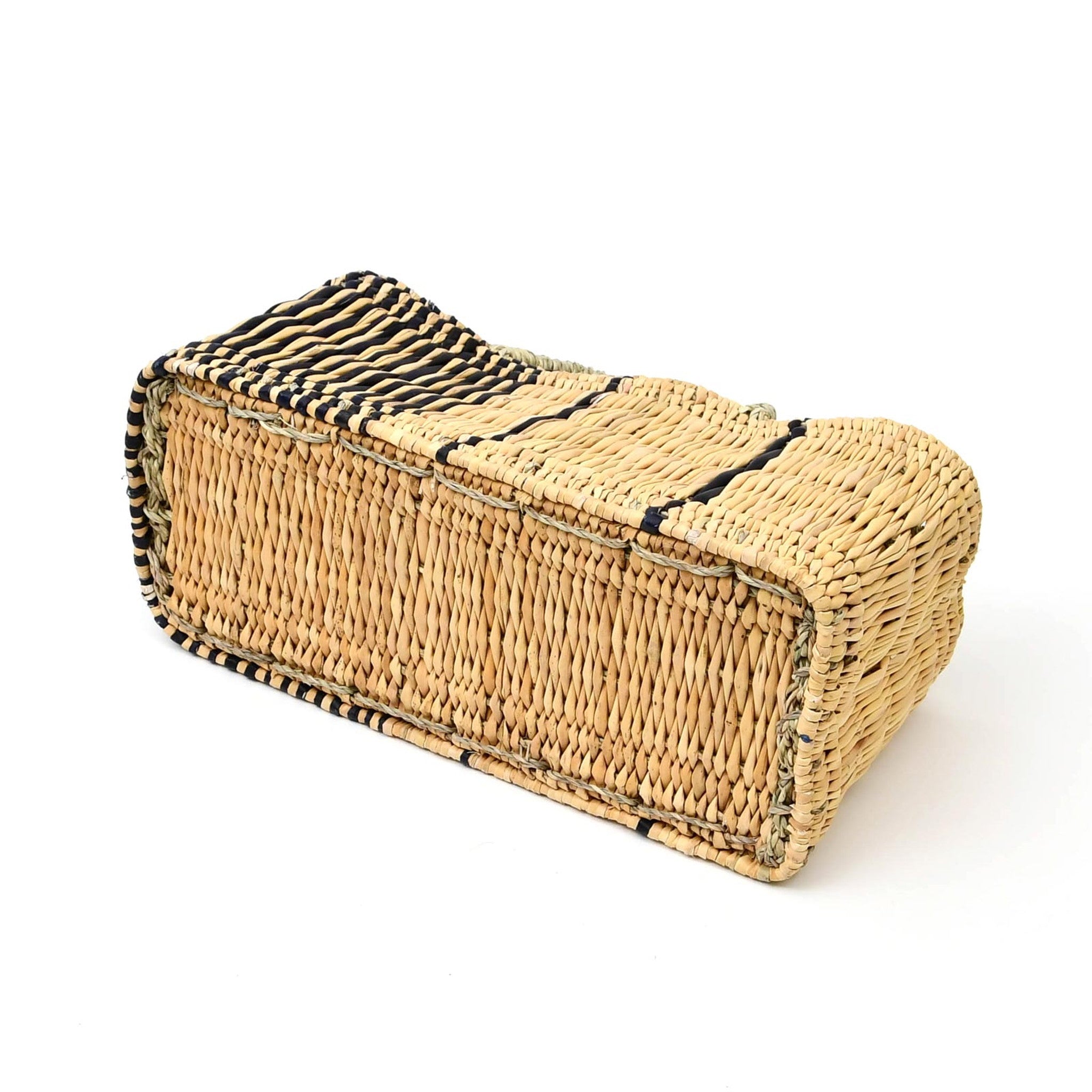 ストロー横長カゴ M ドームハンドル