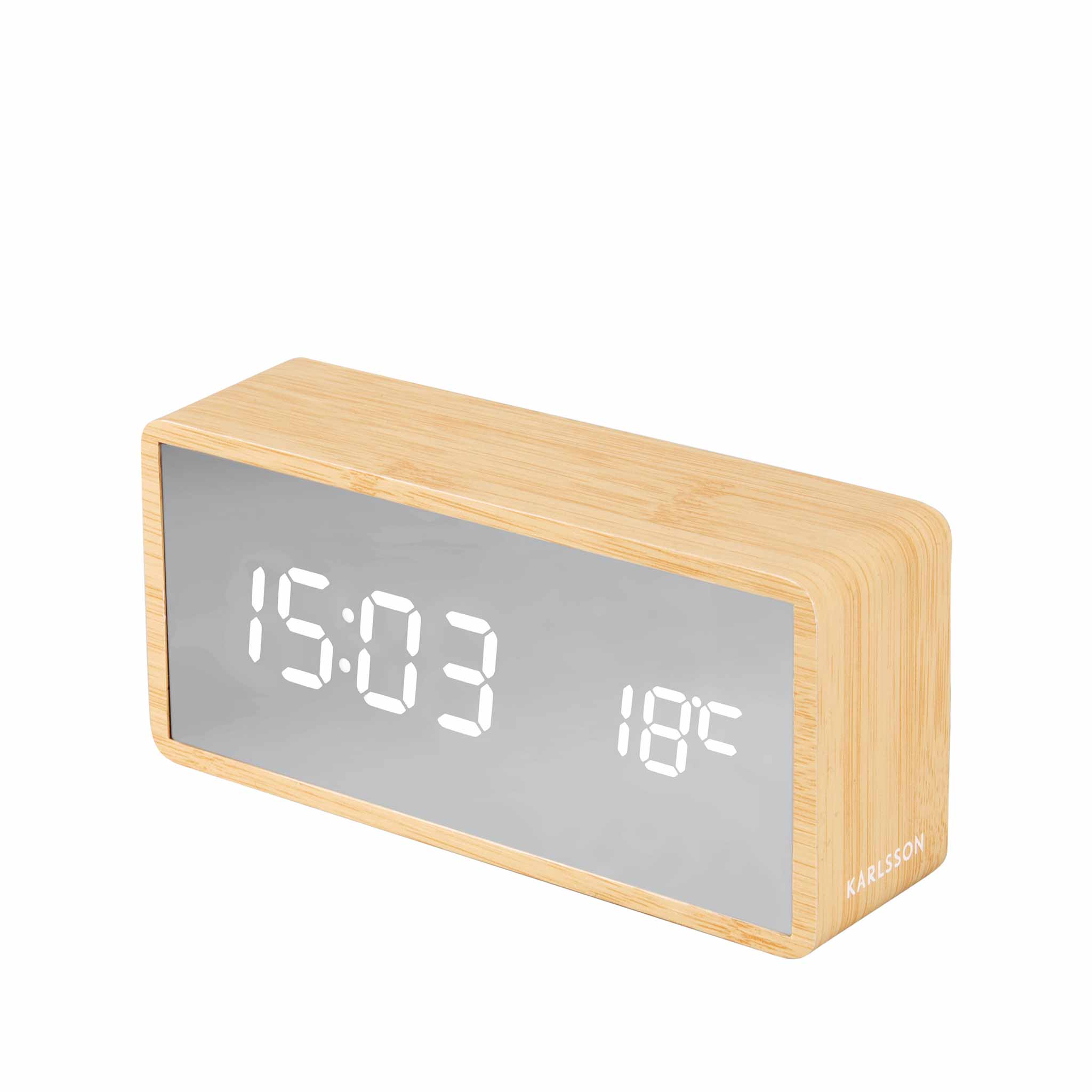 【Karlsson/カールソン】目覚まし時計 デジタル置き時計 Silver Mirror