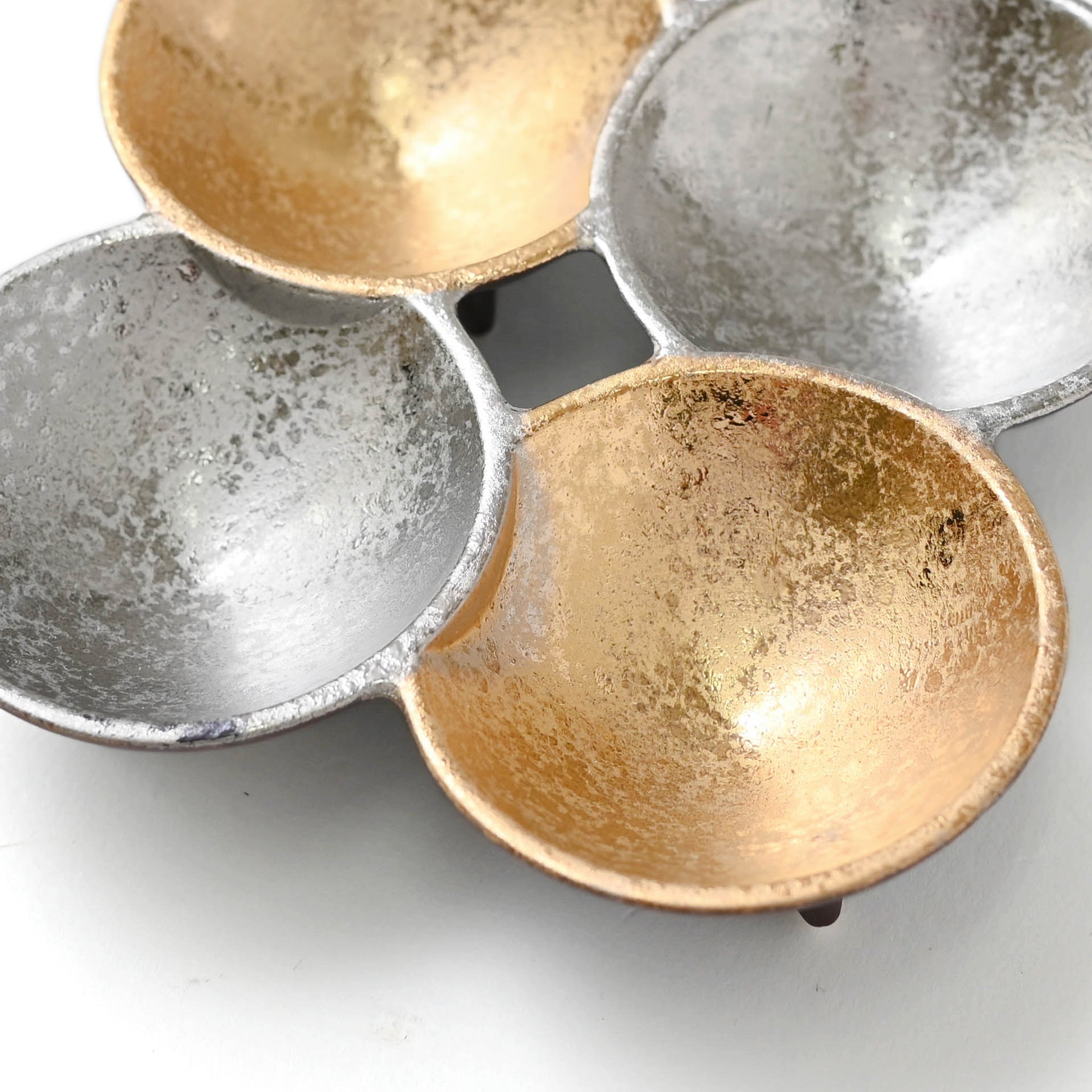 【陶悦窯】結晶掛分金銀塗り 四組小付