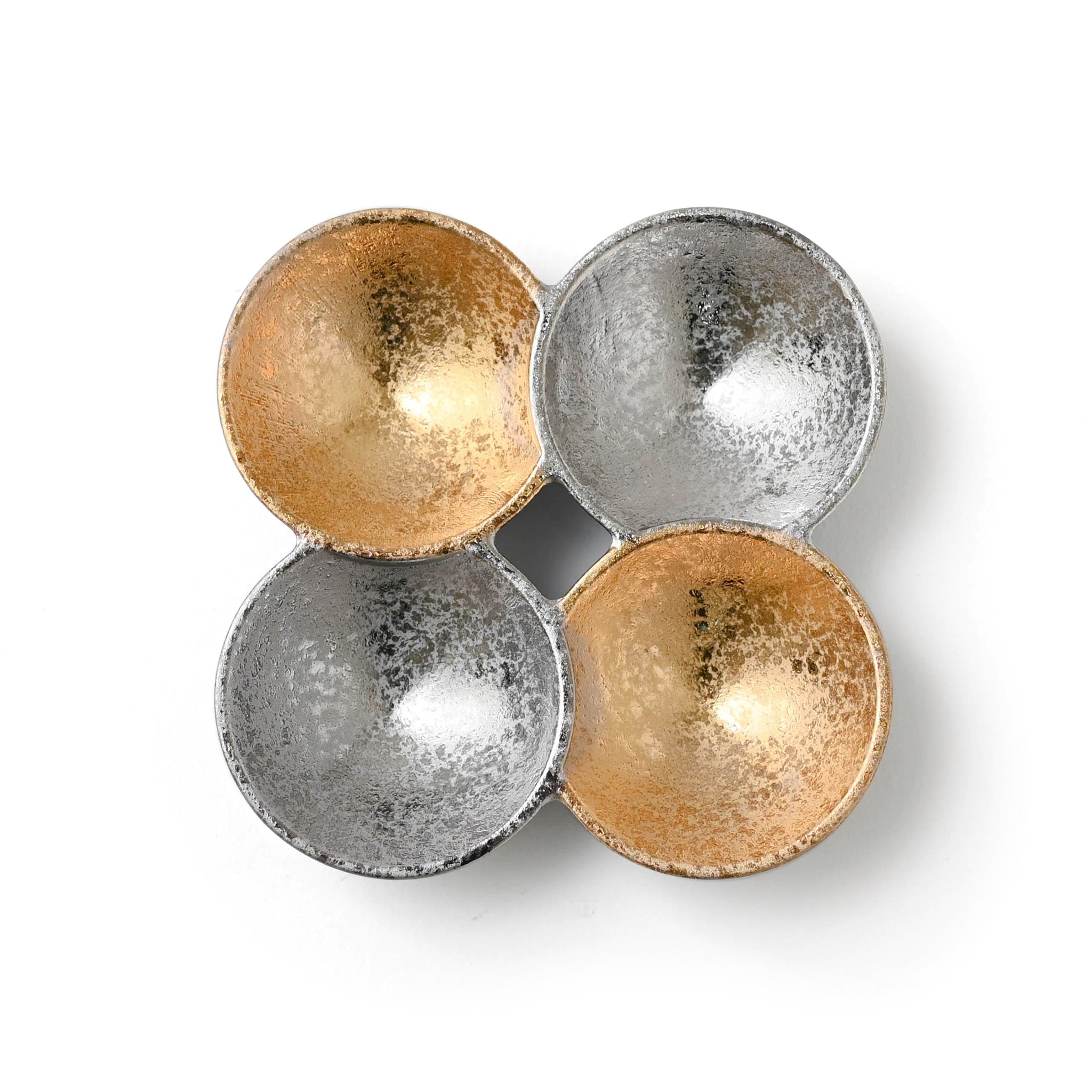 【陶悦窯】結晶掛分金銀塗り 四組小付