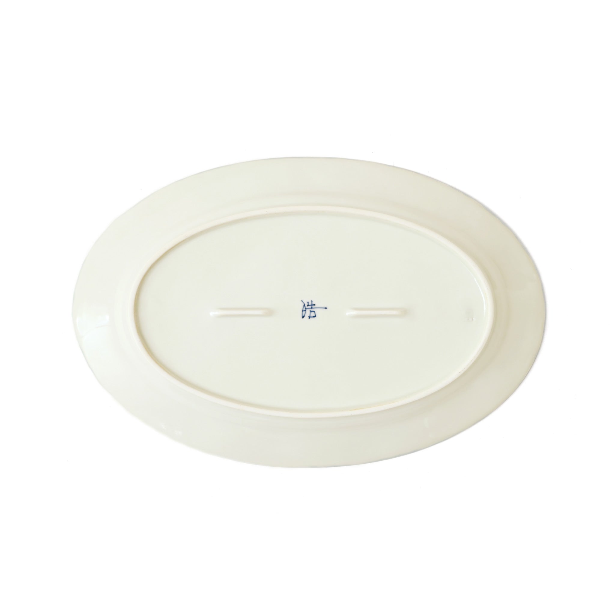 【浩洋窯】リムオーバルプレートL 染錦リース