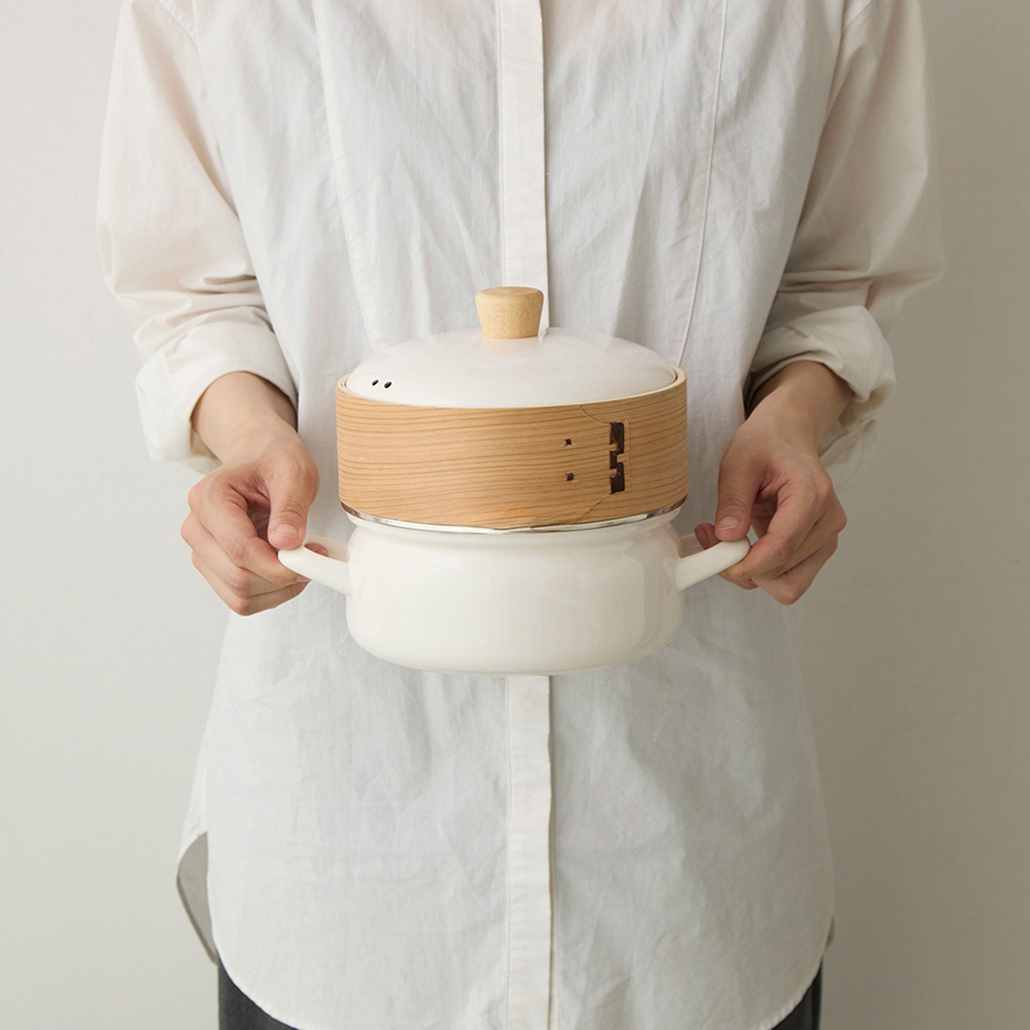 【富士ホーロー】せいろ付きホーロー鍋