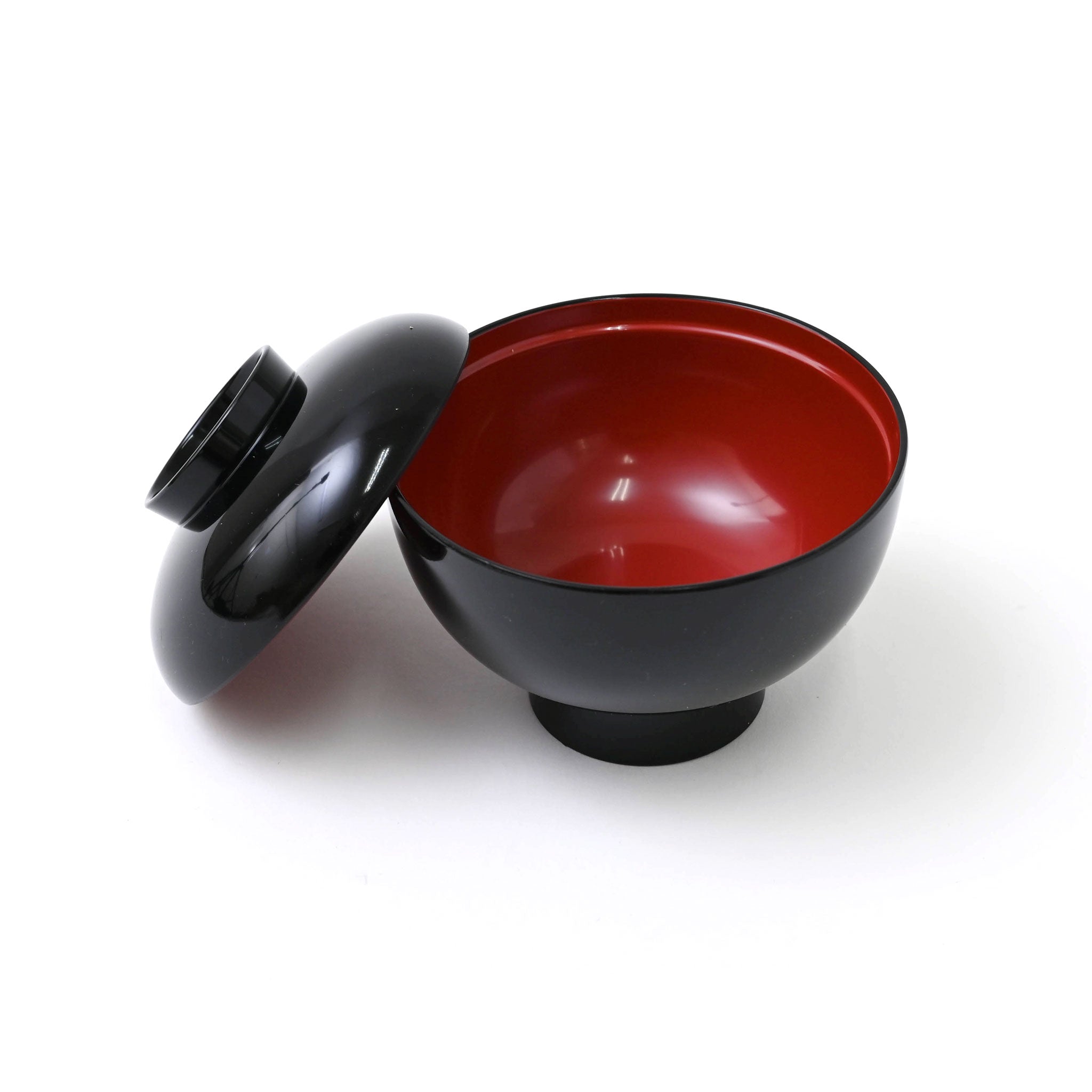 蓋付き雑煮椀 外黒内朱