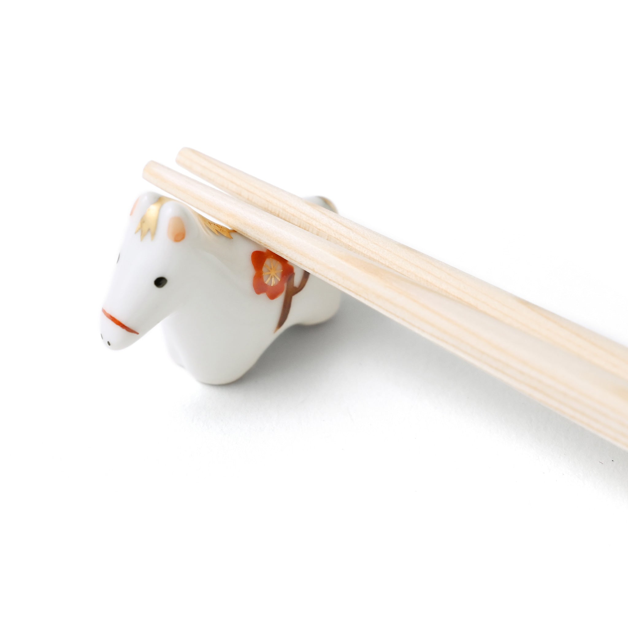 干支(午) 迎春草花 箸置き 松