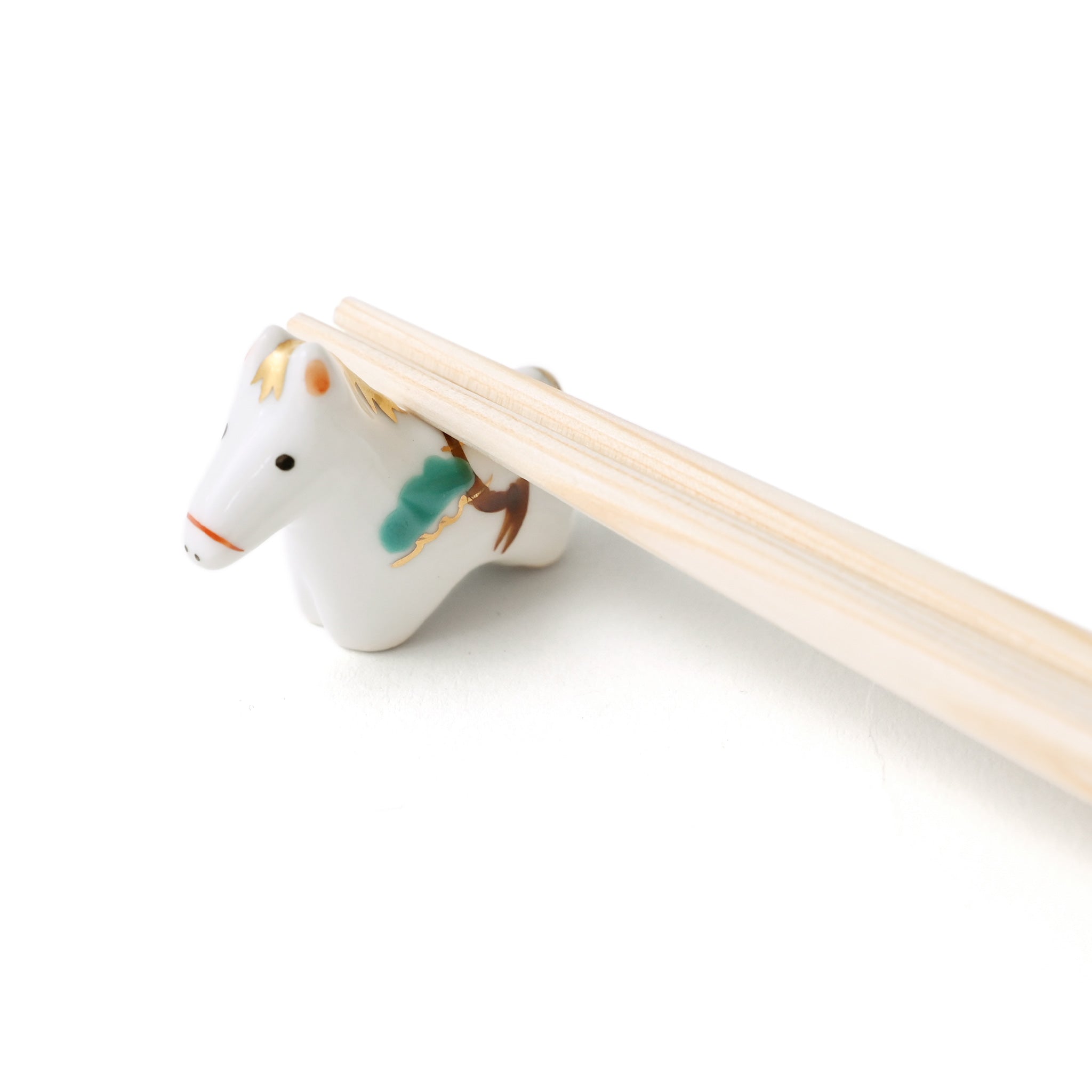 干支(午) 迎春草花 箸置き 松