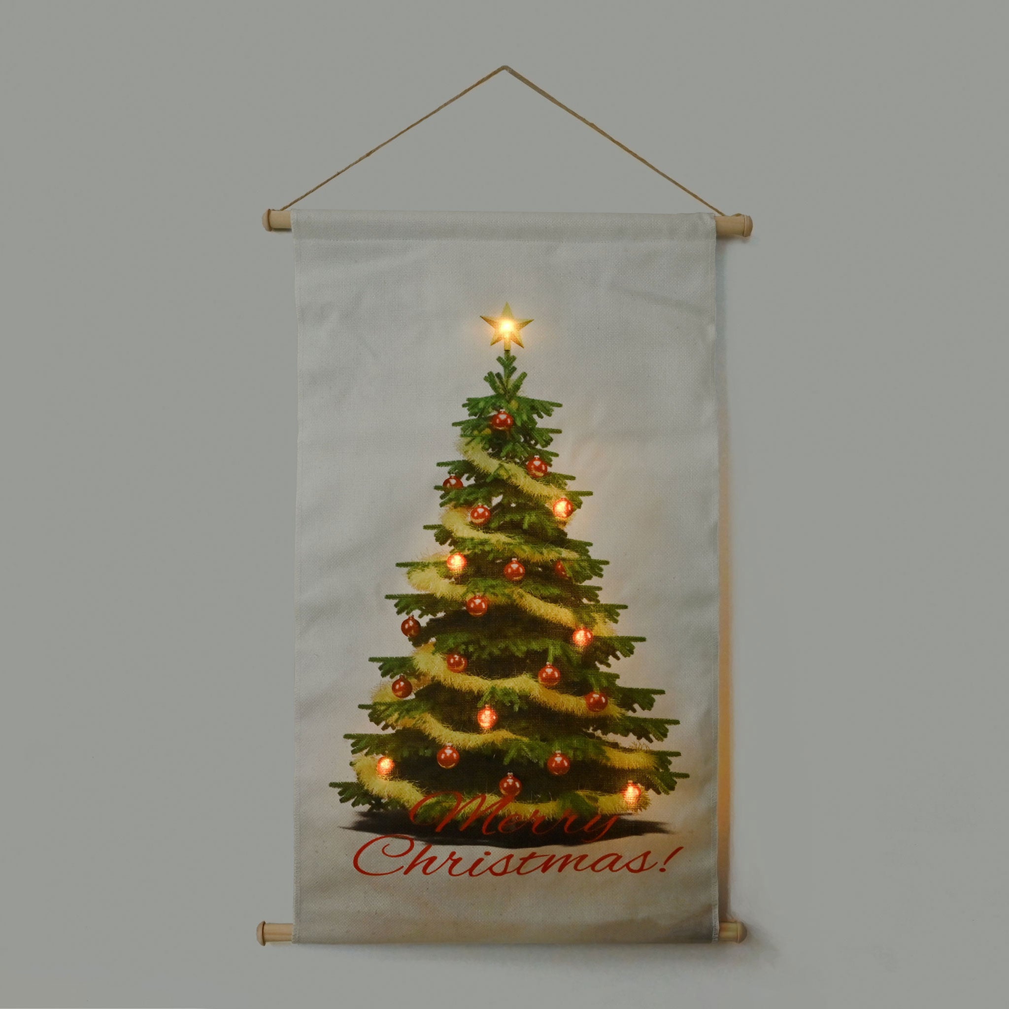 クリスマスツリータペストリーライト付き L