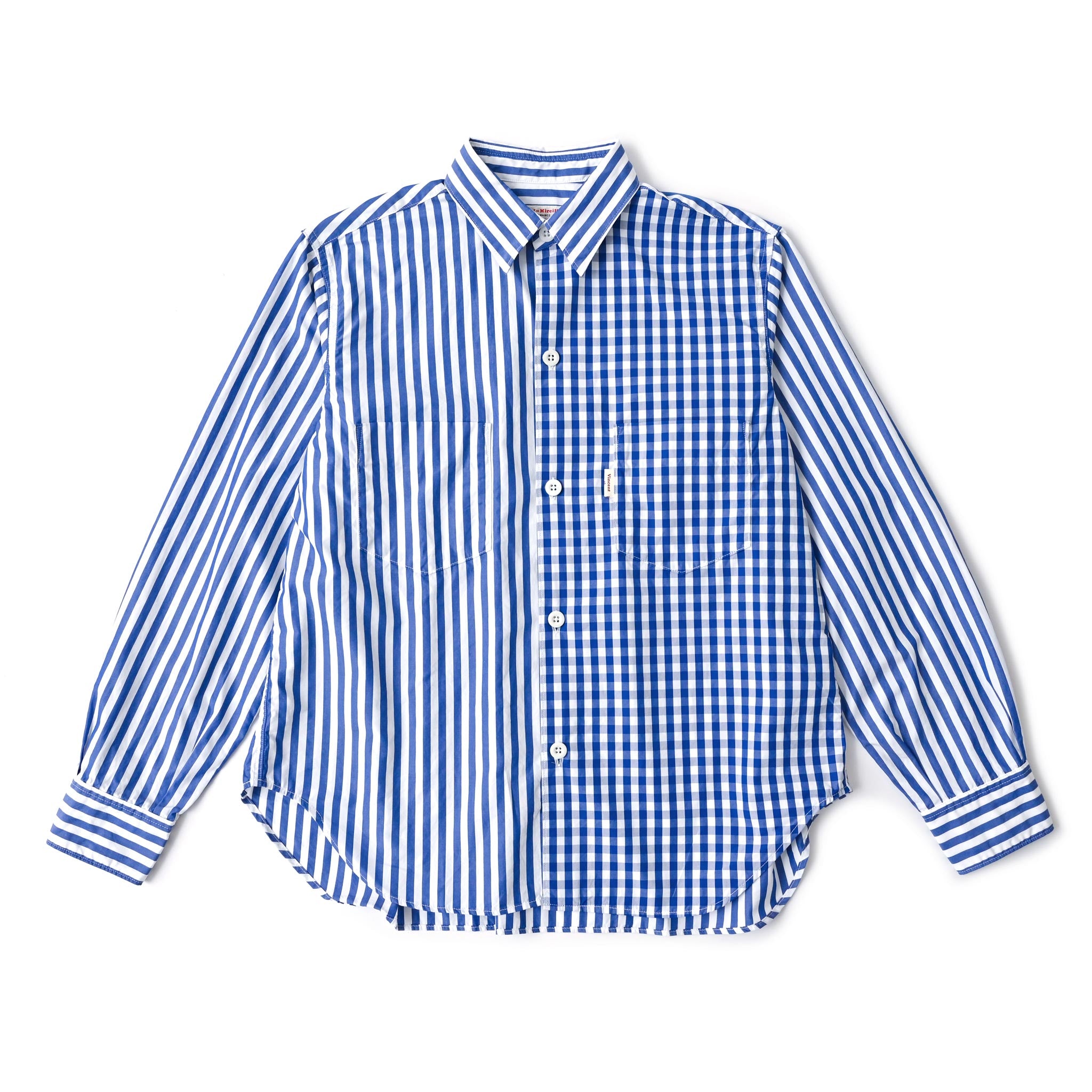 【Vincent et Mireille/ヴァンソン エ ミレイユ】ストライプ×ギンガムチェックブラウス