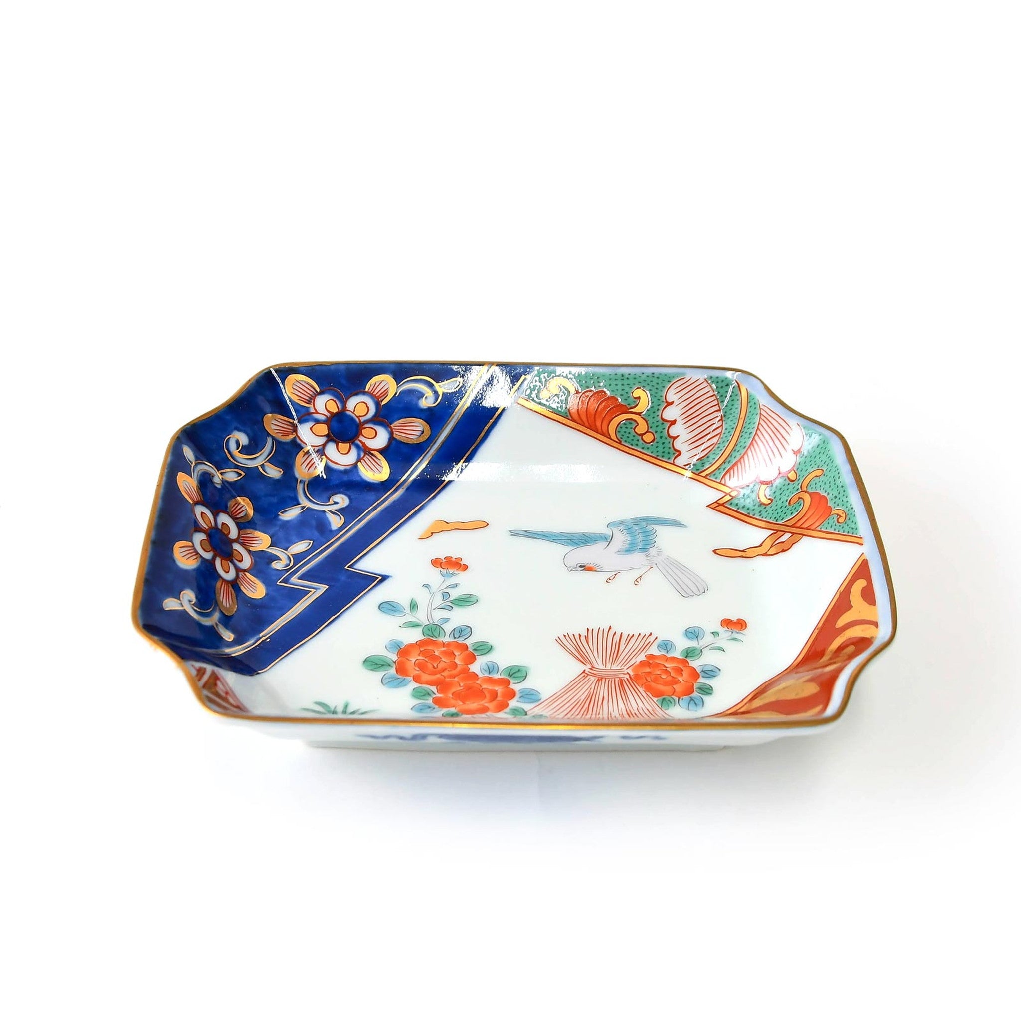 【林九郎窯】垣根牡丹 角取皿