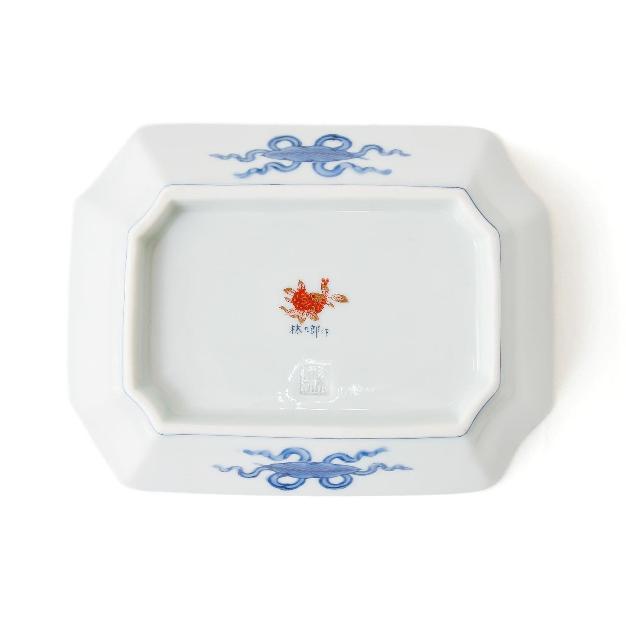 【林九郎窯】垣根牡丹 角取皿