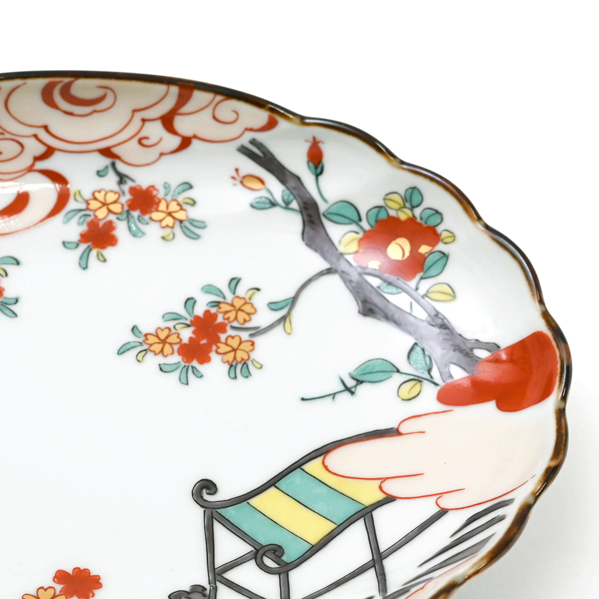 【林九郎窯】雲絵花紋 楕円皿