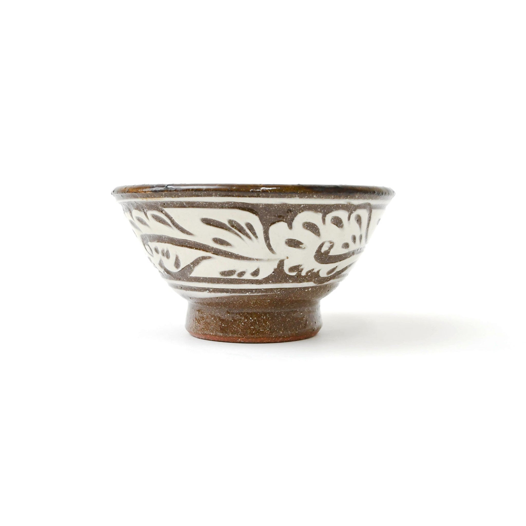 【やちむん與那嶺】3.5寸マカイ白唐草線彫掻