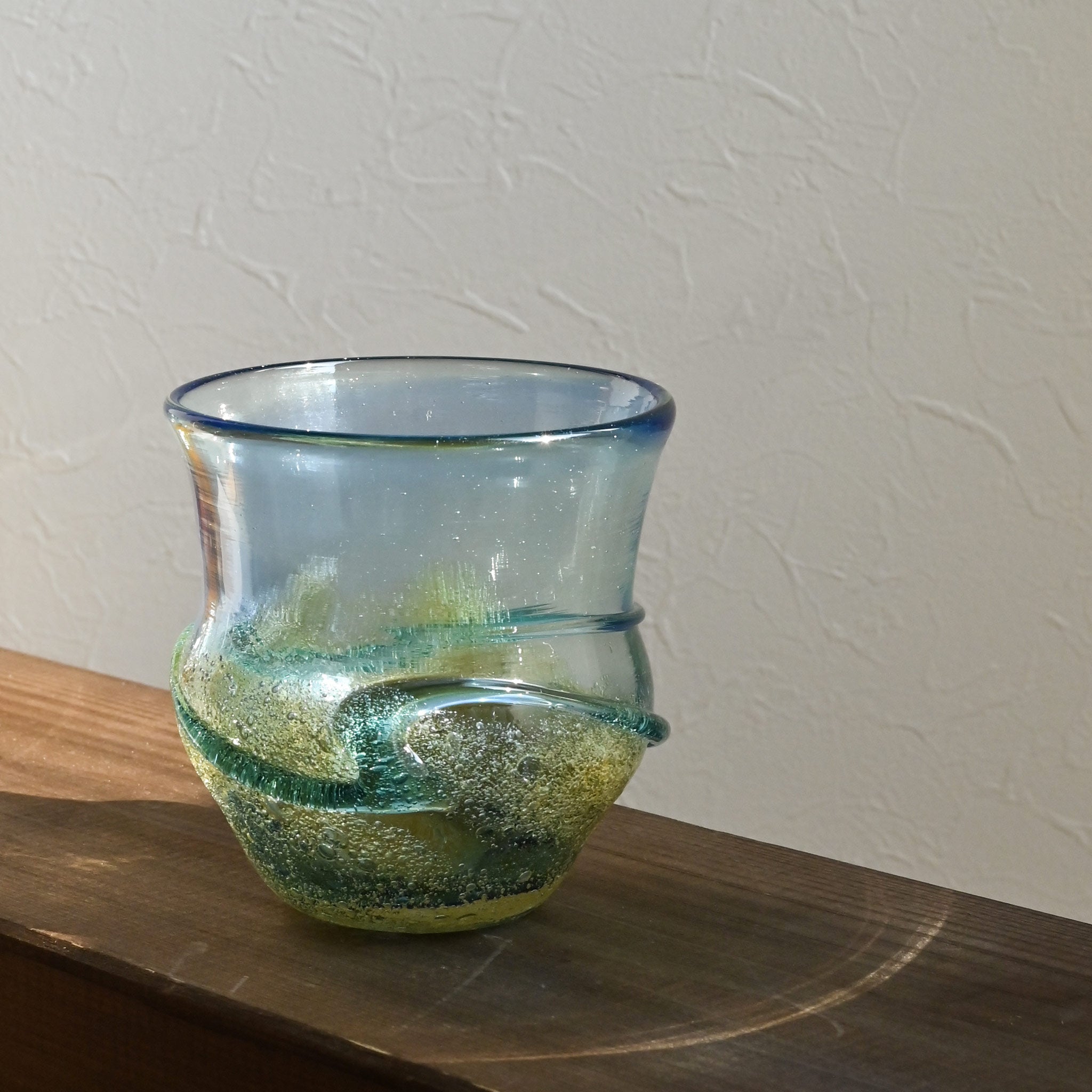 【工房虹】茶泡波巻宙吹グラス