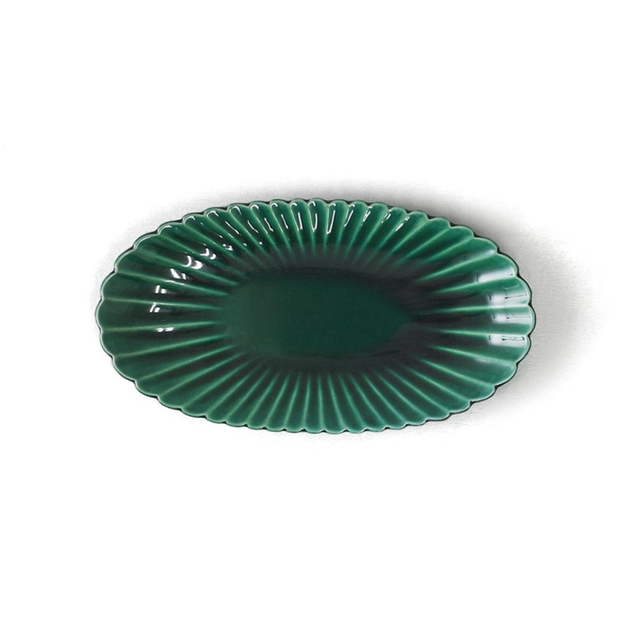 楕円皿[緑彩]
