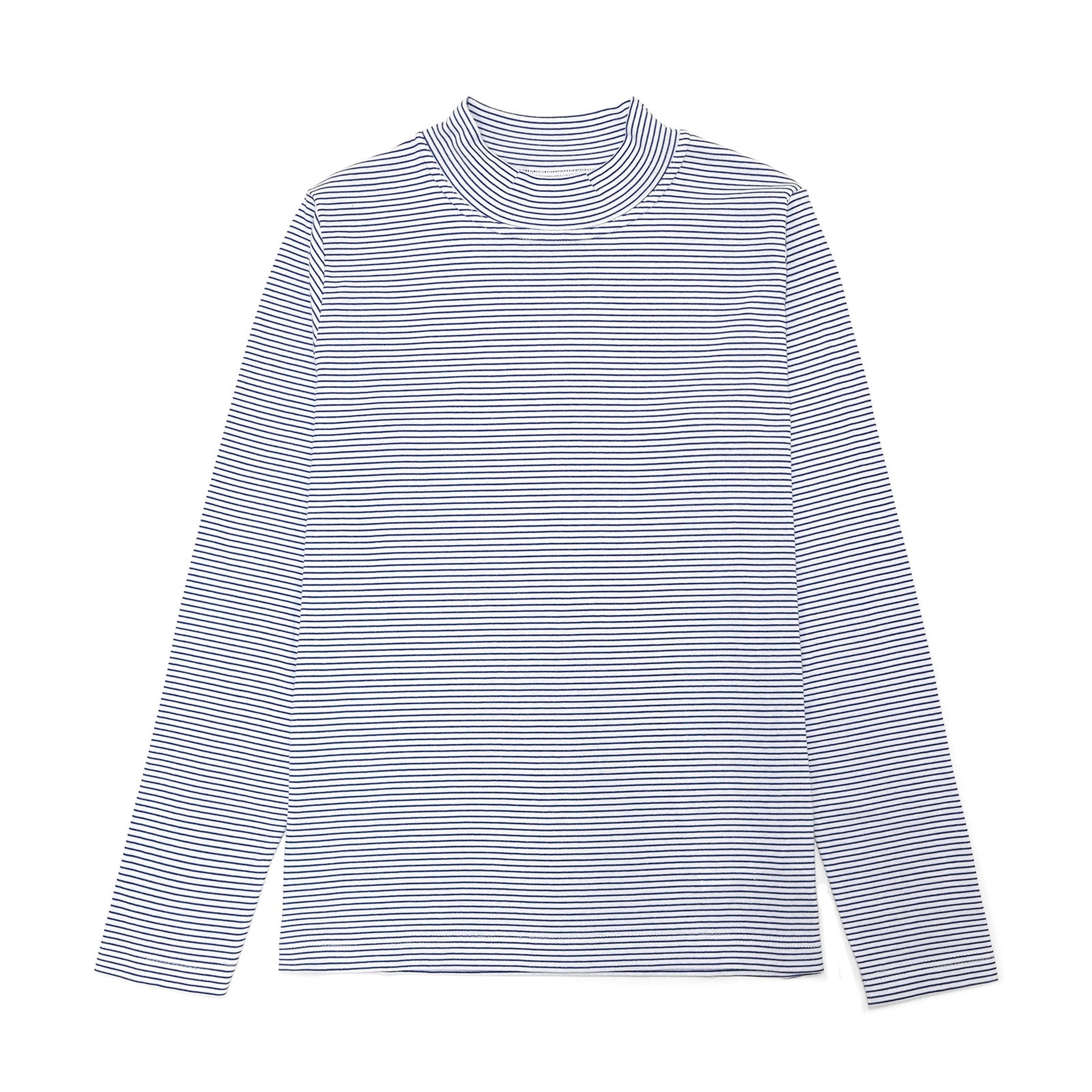 フライスコットンボーダーハイネックTシャツ 長袖