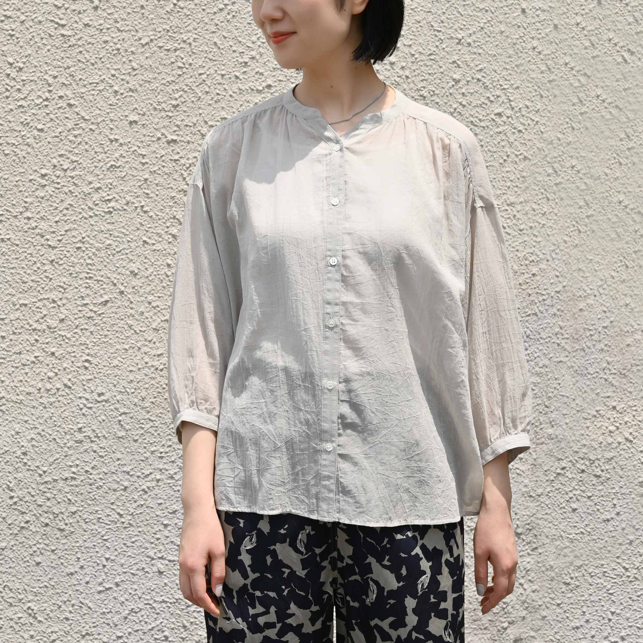 コットンボイルブラウス 7分袖