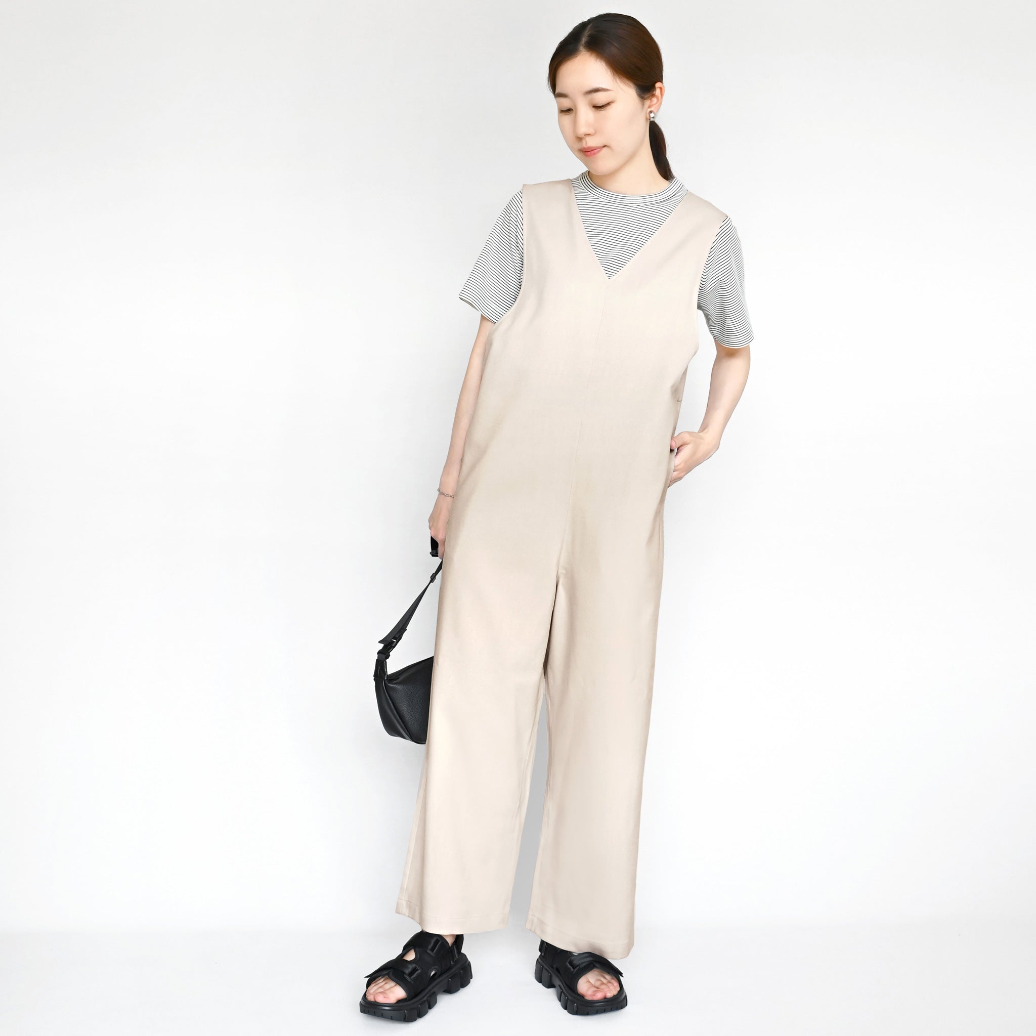 LASUD｜ショルダーギャザーオールインワン | Rakuten Fashion