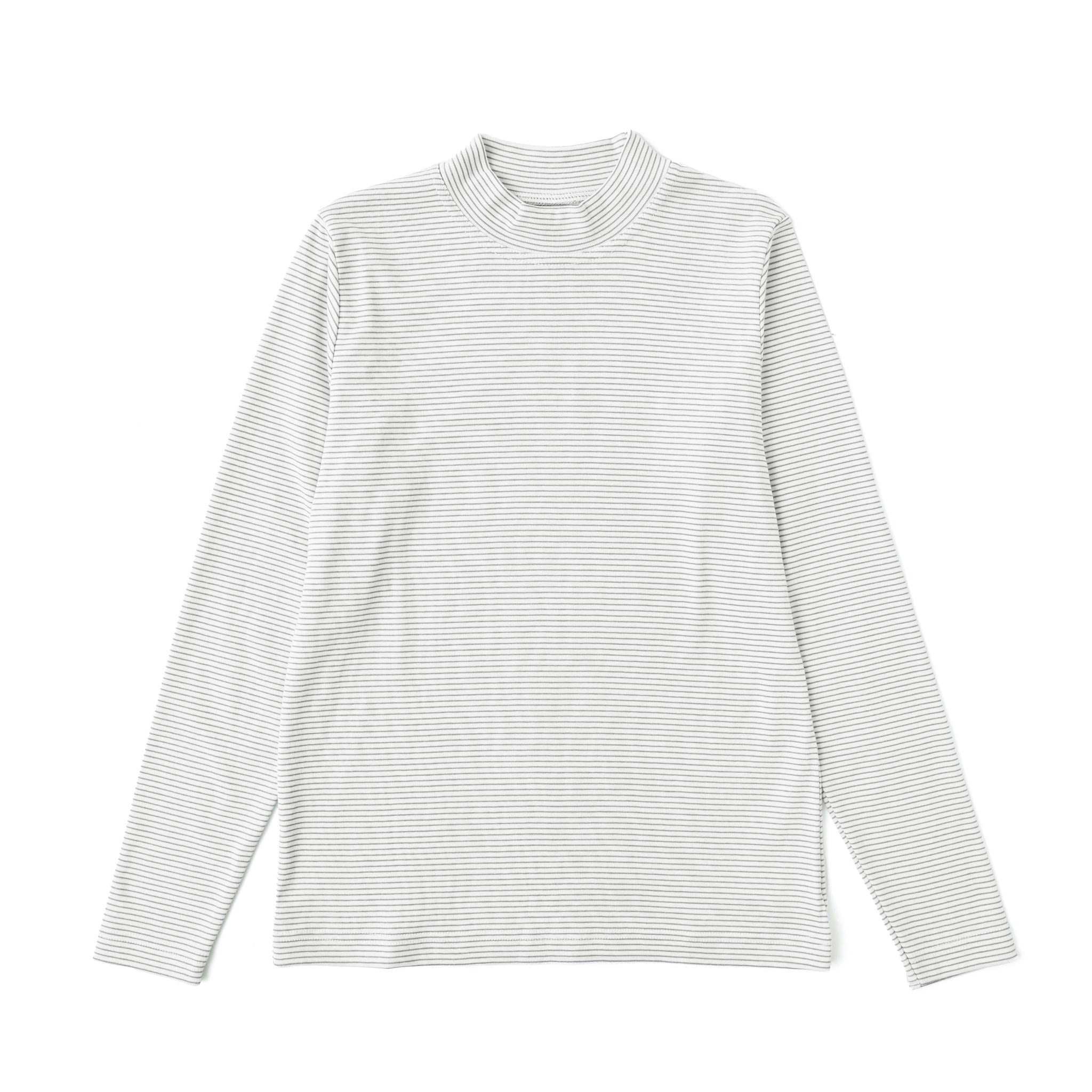 フライスコットンボーダーハイネックTシャツ 長袖