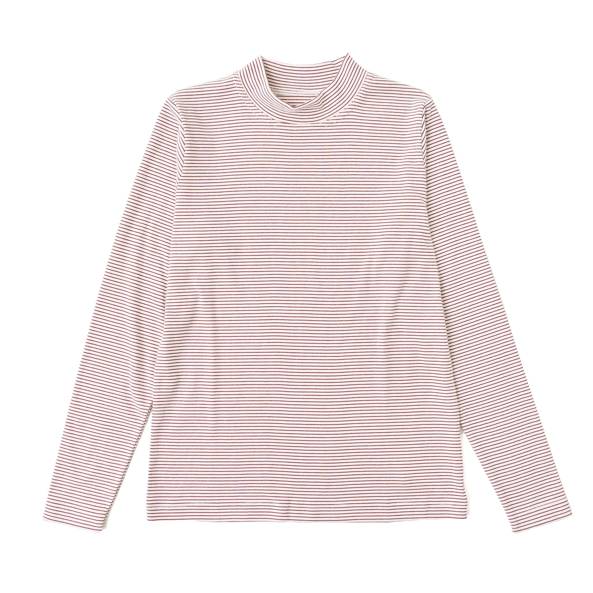 フライスコットンボーダーハイネックTシャツ 長袖
