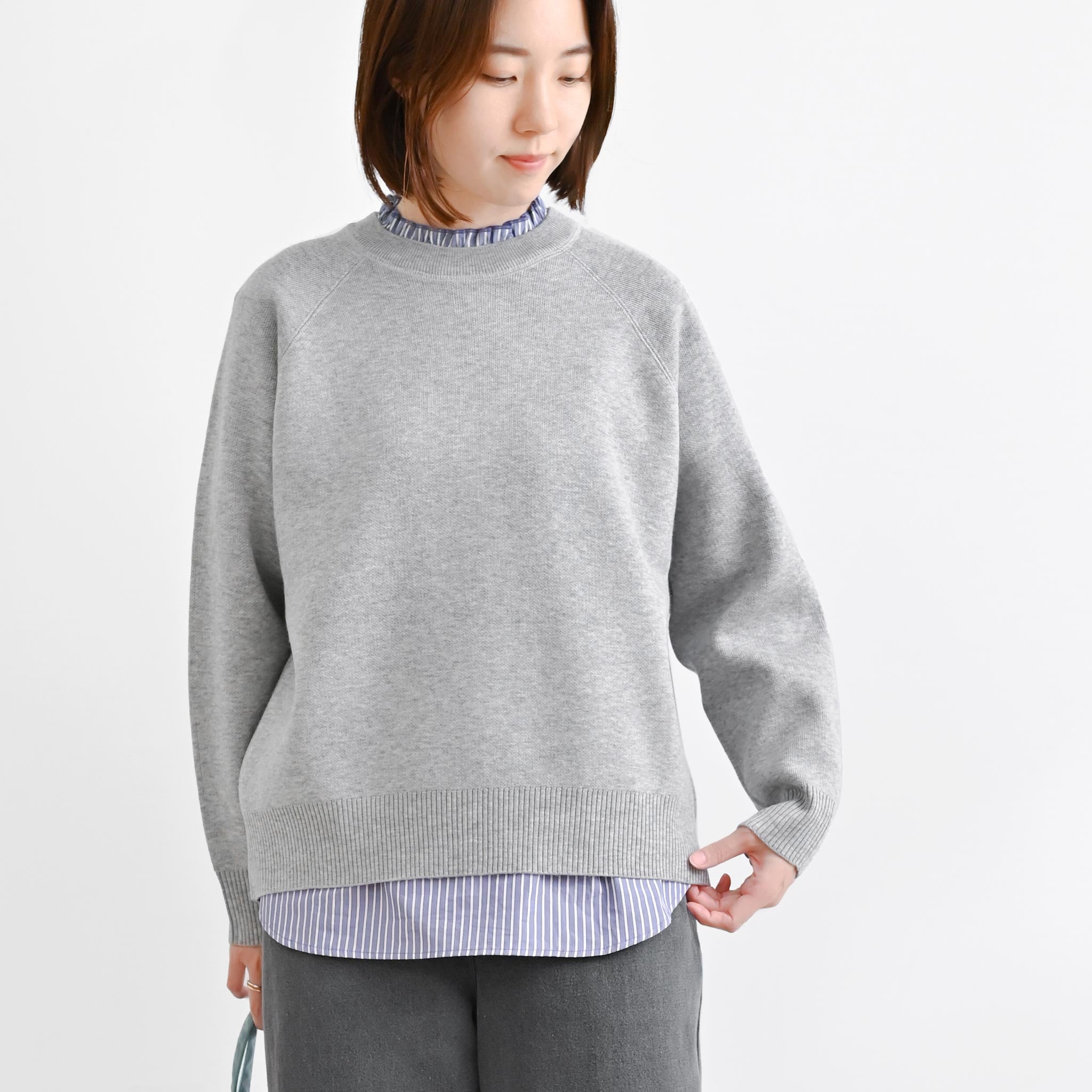シンプルニットプルオーバー 長袖