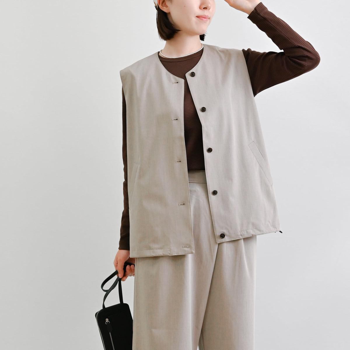 25SS 未使用級✨セオリー トラッカーベスト ストレッチ リネン ブラック S SLIM TAPERED】【春夏】ジレ(ベスト)/ブラック×ウィンドペン/4S