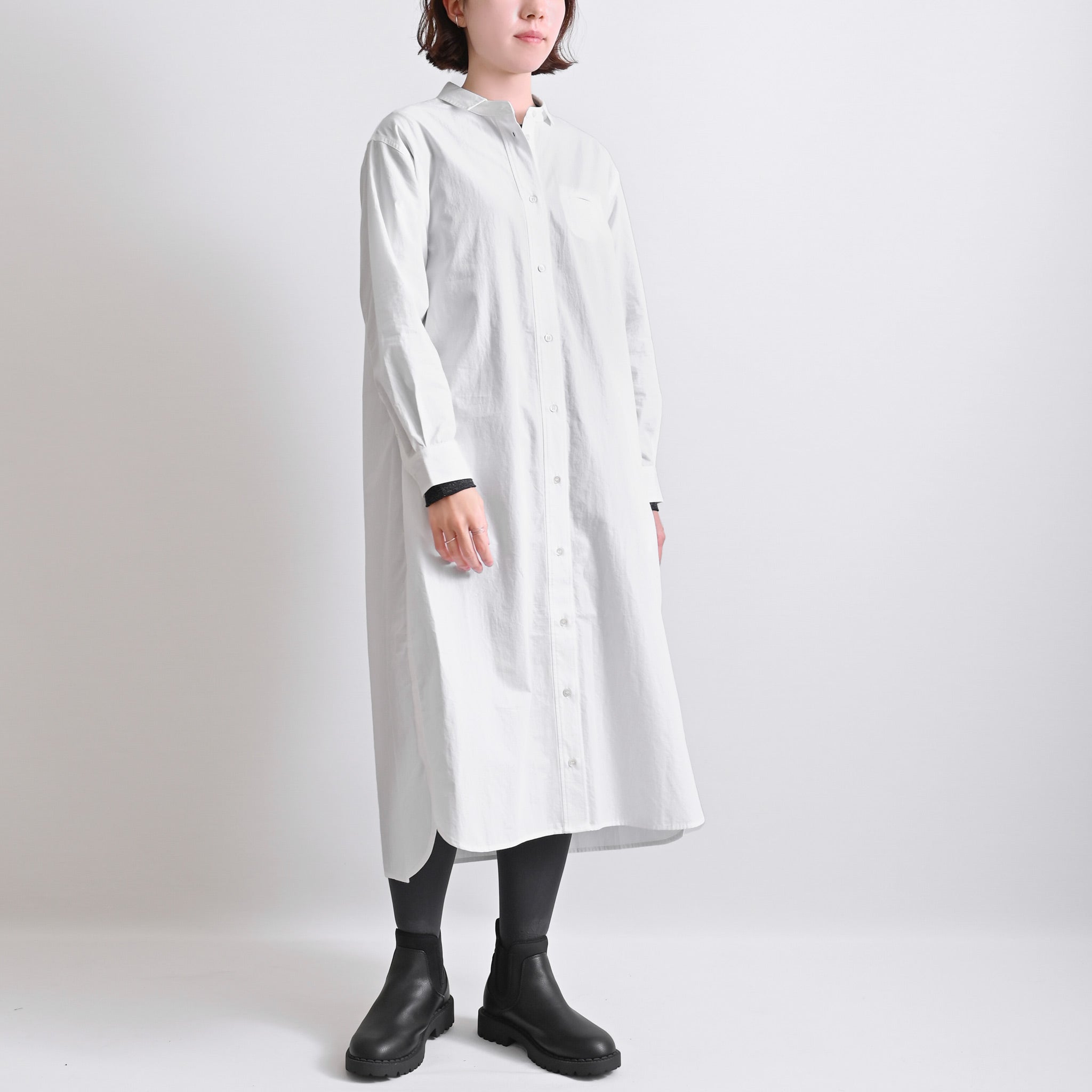 新品　doux C コットンワンピース 新品 ドゥ・セー deux C シャツワンピース ロング コットン 綿