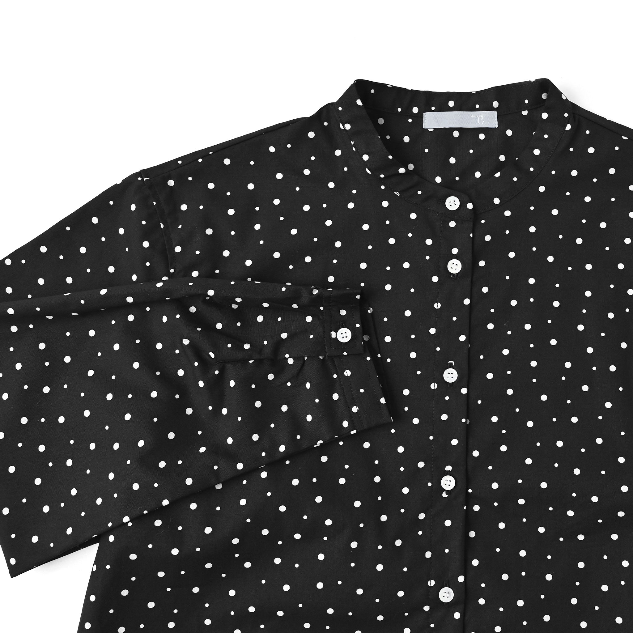 コットンドットブラウス 長袖