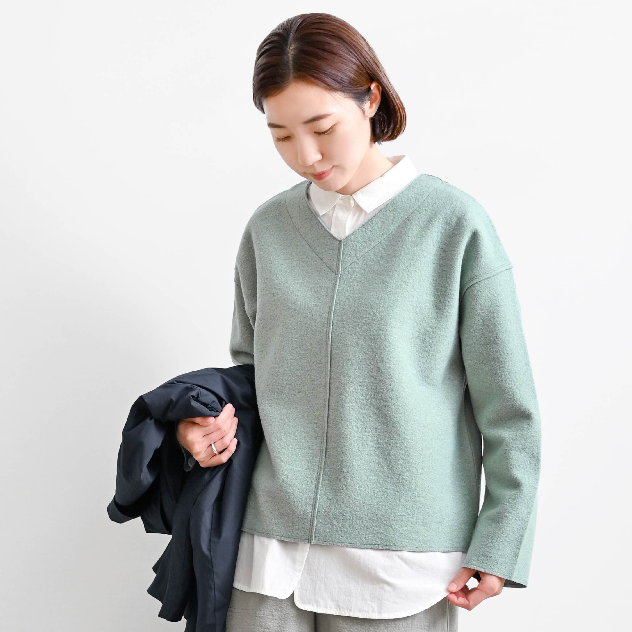 ウールリングカットプルオーバー 長袖