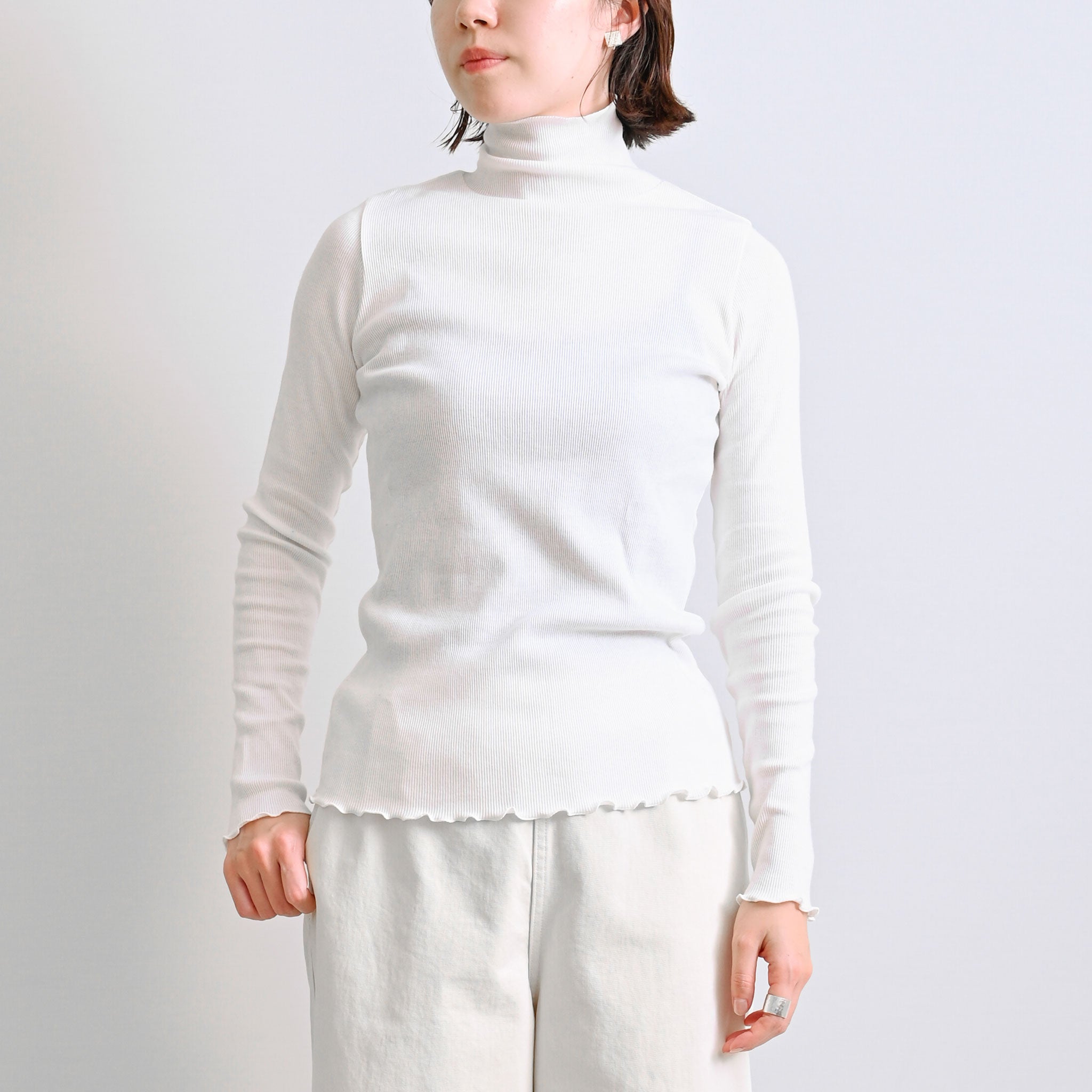 コットンウールテレコタートルネックプルオーバー 長袖