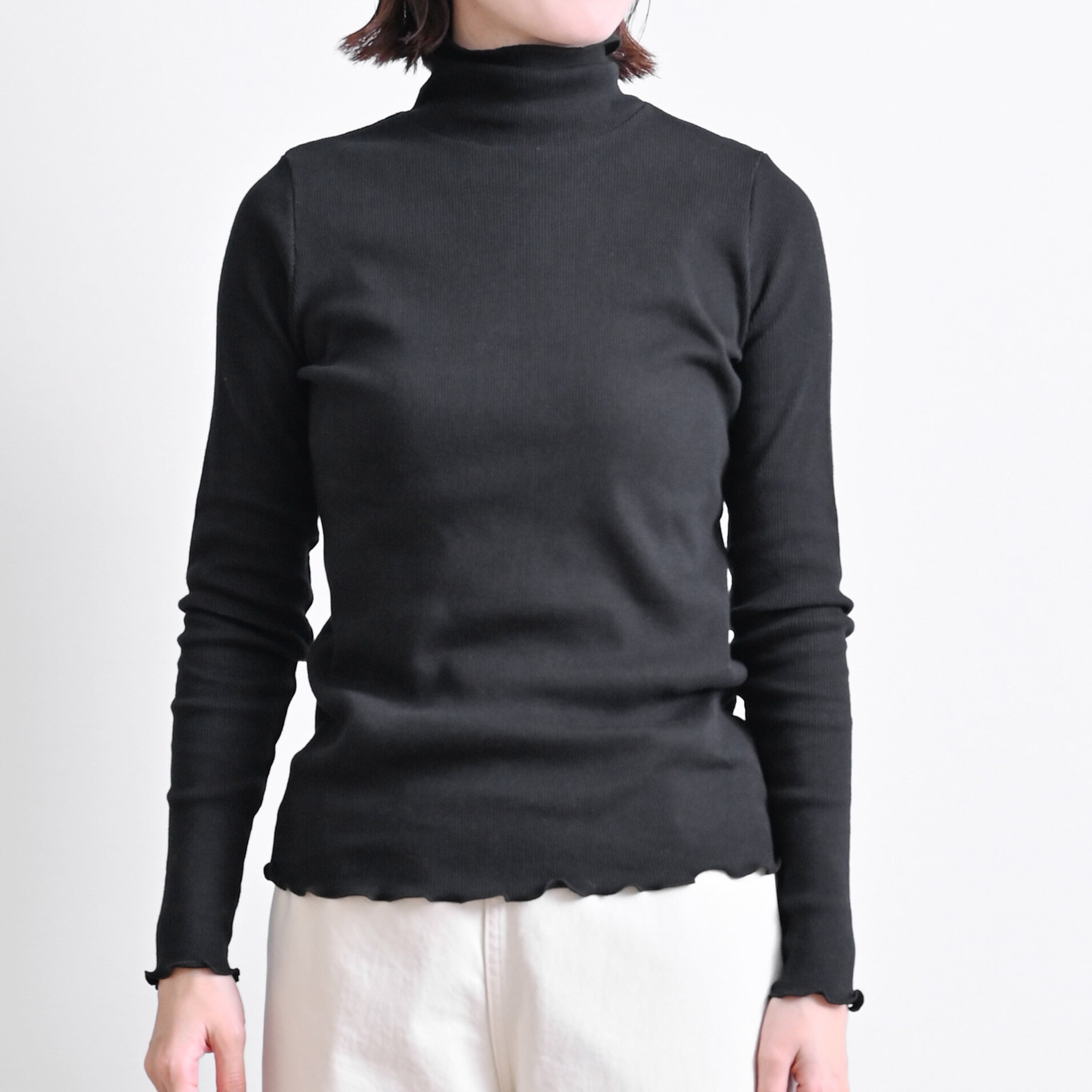 コットンウールテレコタートルネックプルオーバー 長袖