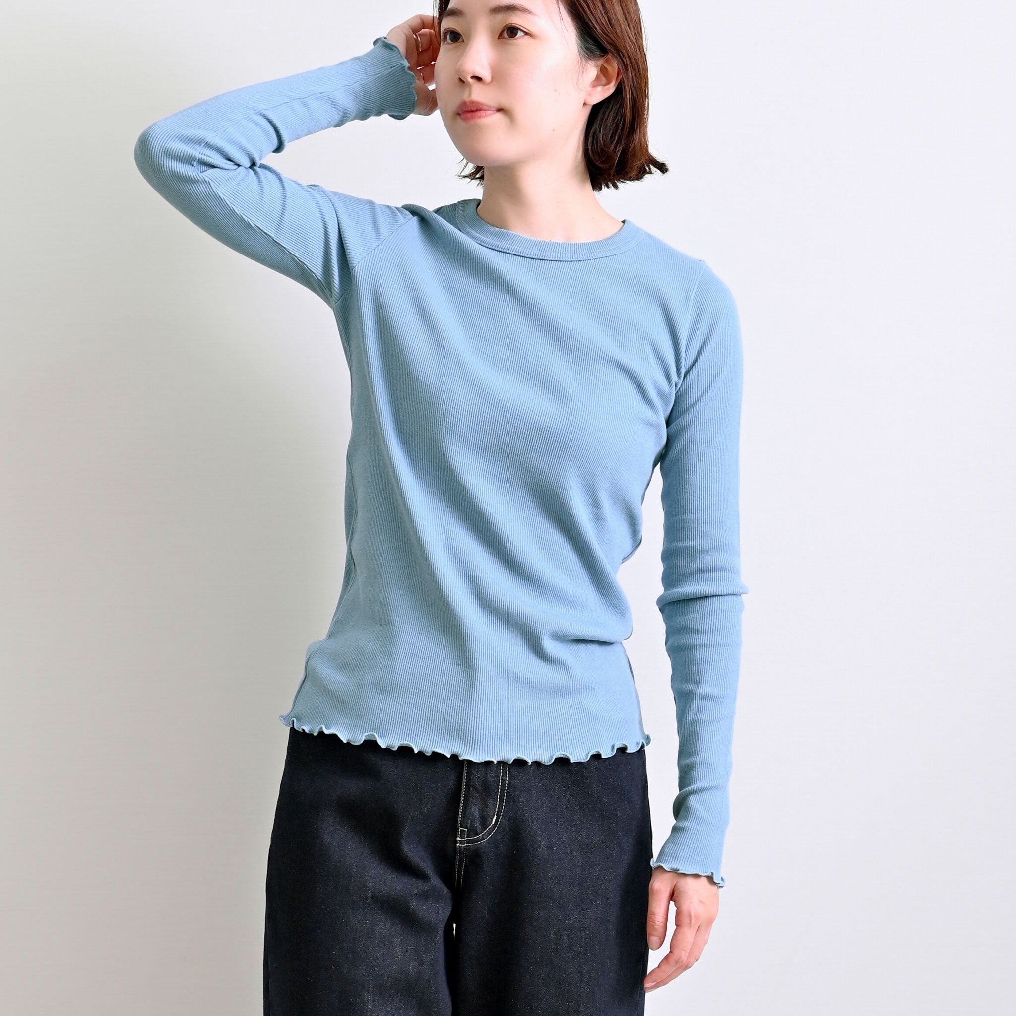 コットンウールテレコクルーネックプルオーバー 長袖 | deux C(ドゥ