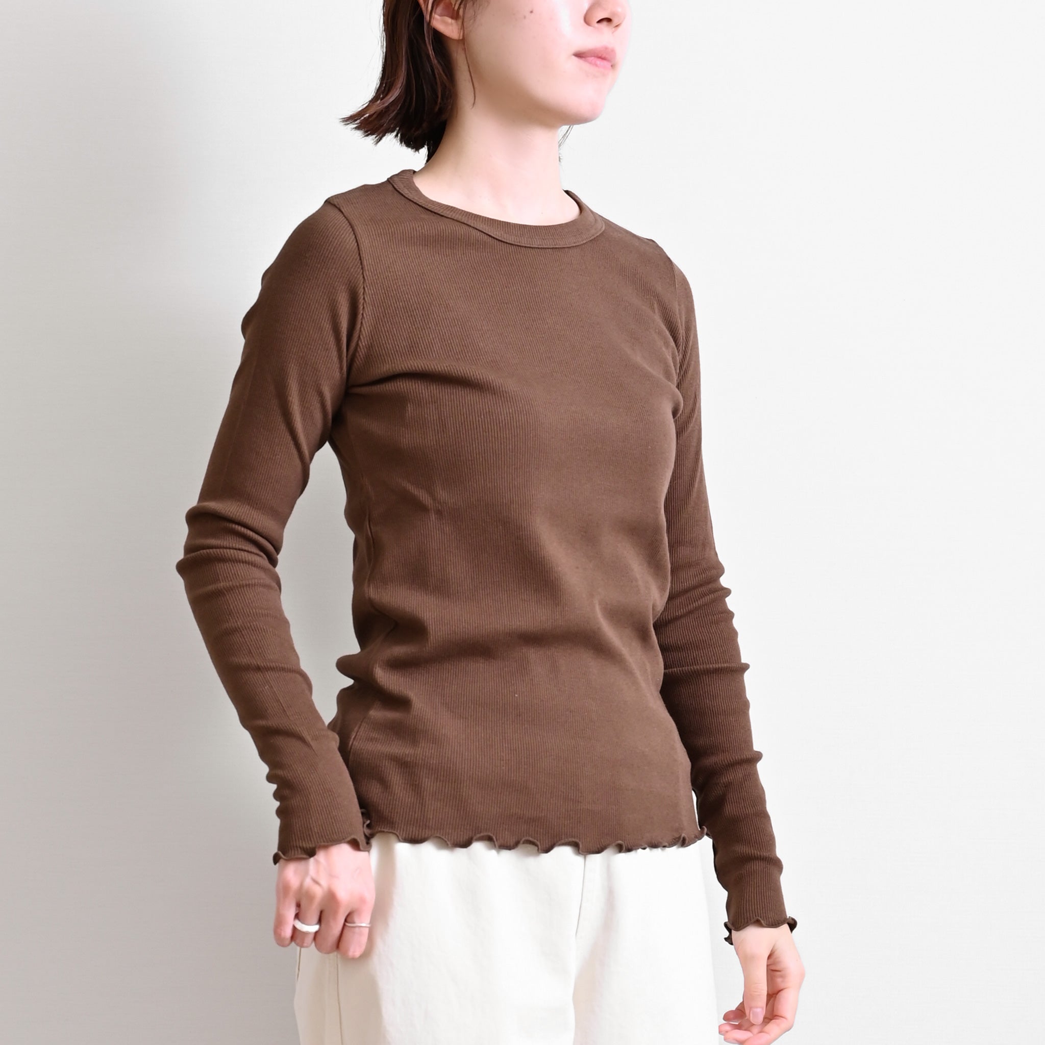 コットンウールテレコクルーネックプルオーバー 長袖