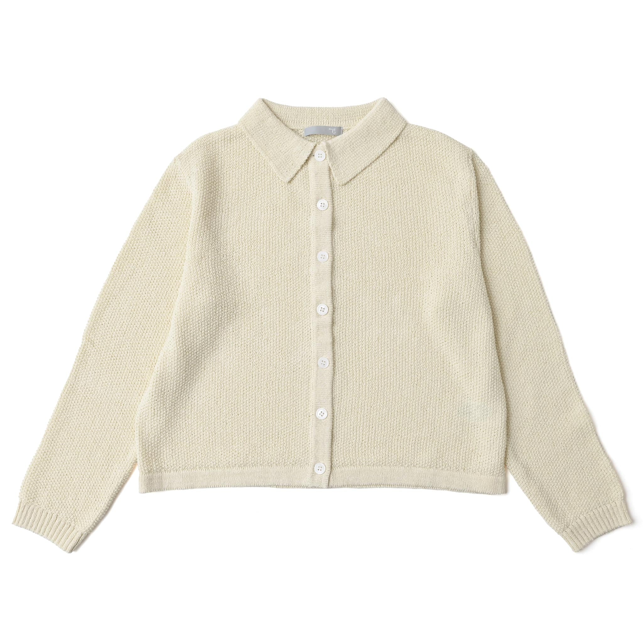 ペーパーミックス襟付カーディガン 長袖