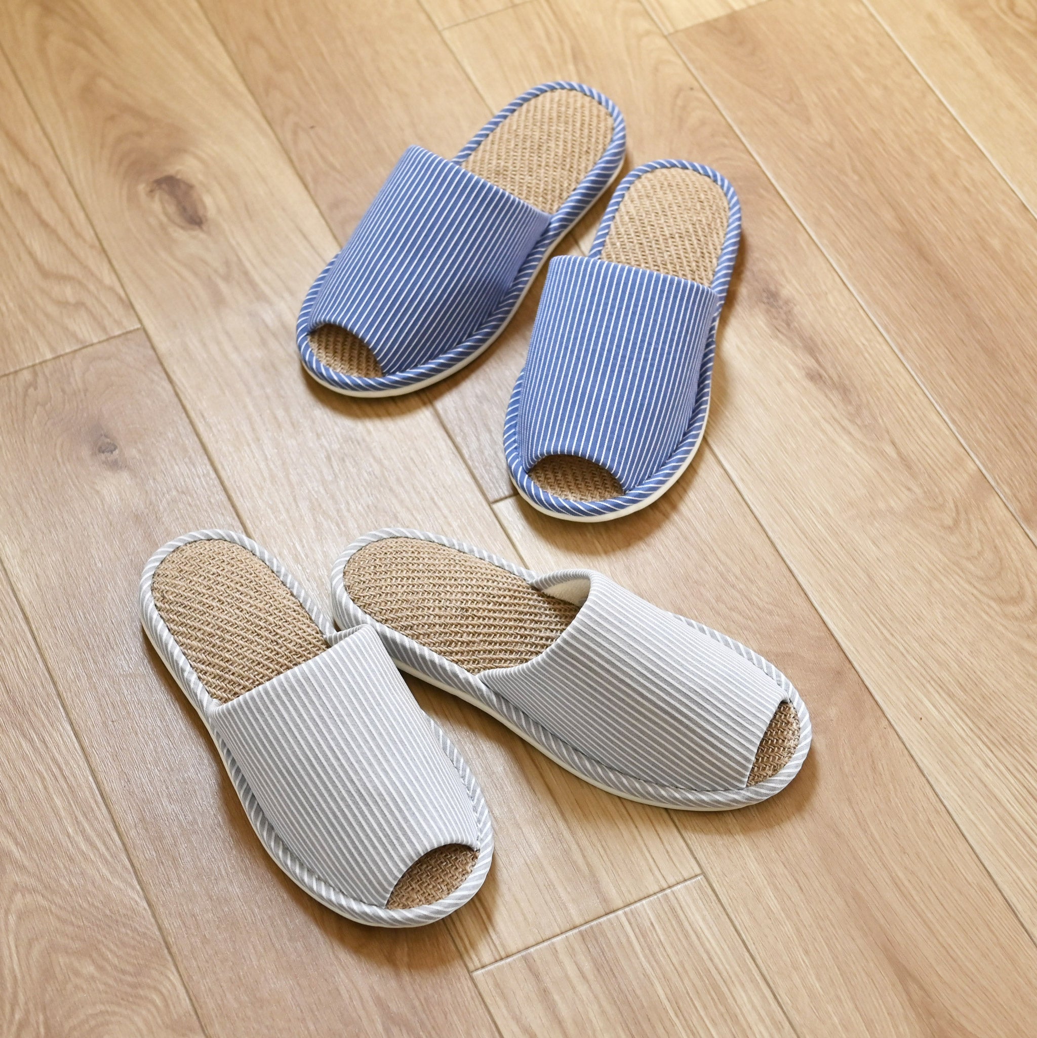 こはなさん専用★【中古美品】MUVEILビジュー付き ストライプコー ト スリッパ[ストライプジュート]