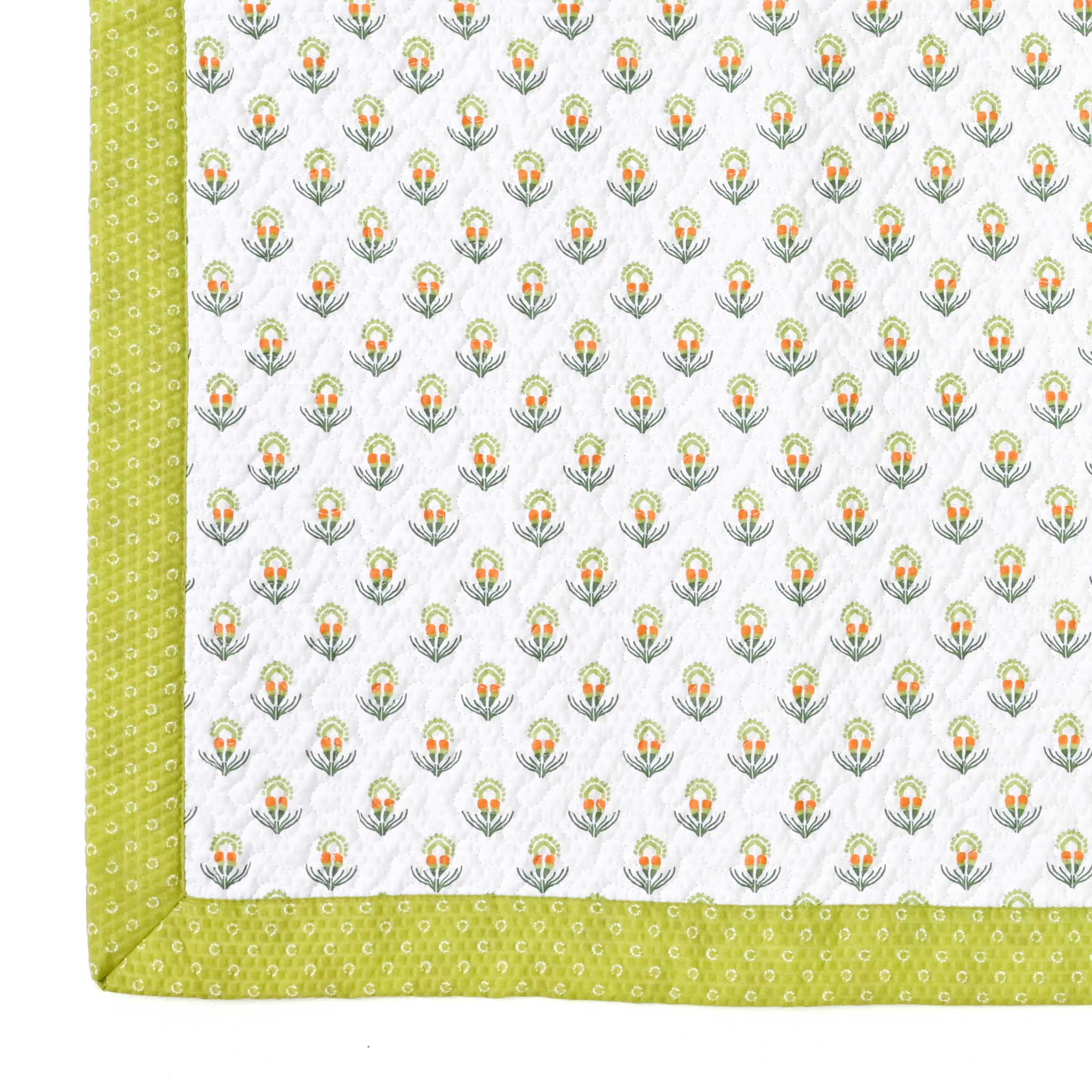 『アルバムキルトのスプレッド』緑系　166cm×166cm Big Quilt Zipped Craydon Womens / ビッグ キルト ジップド