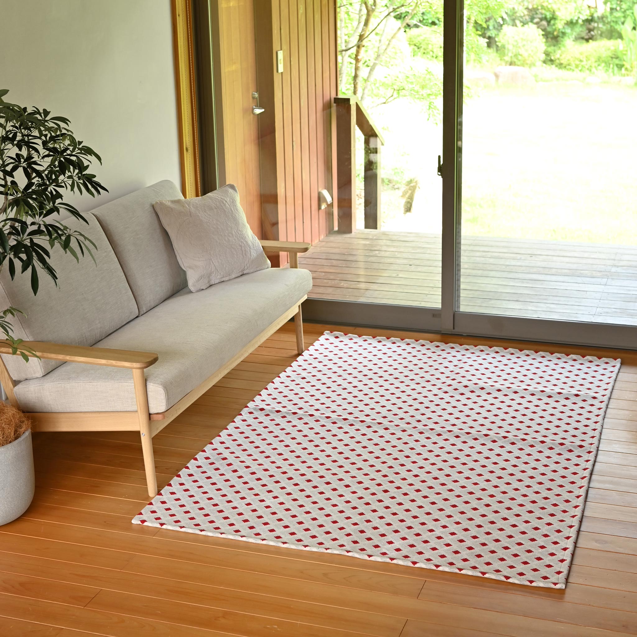 アクセントラグ[チェック] L 滑り止め付き140cm×200cm