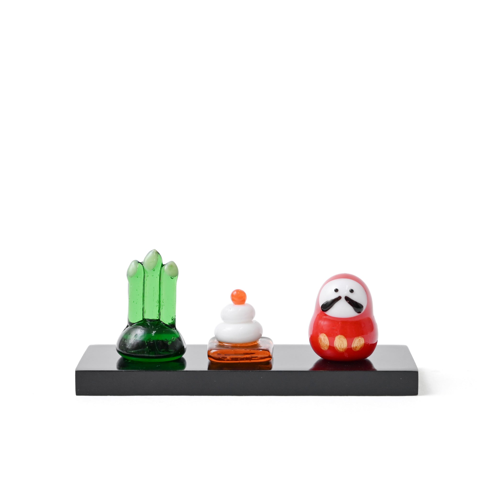 迎春置物 ガラス縁起 3点セット