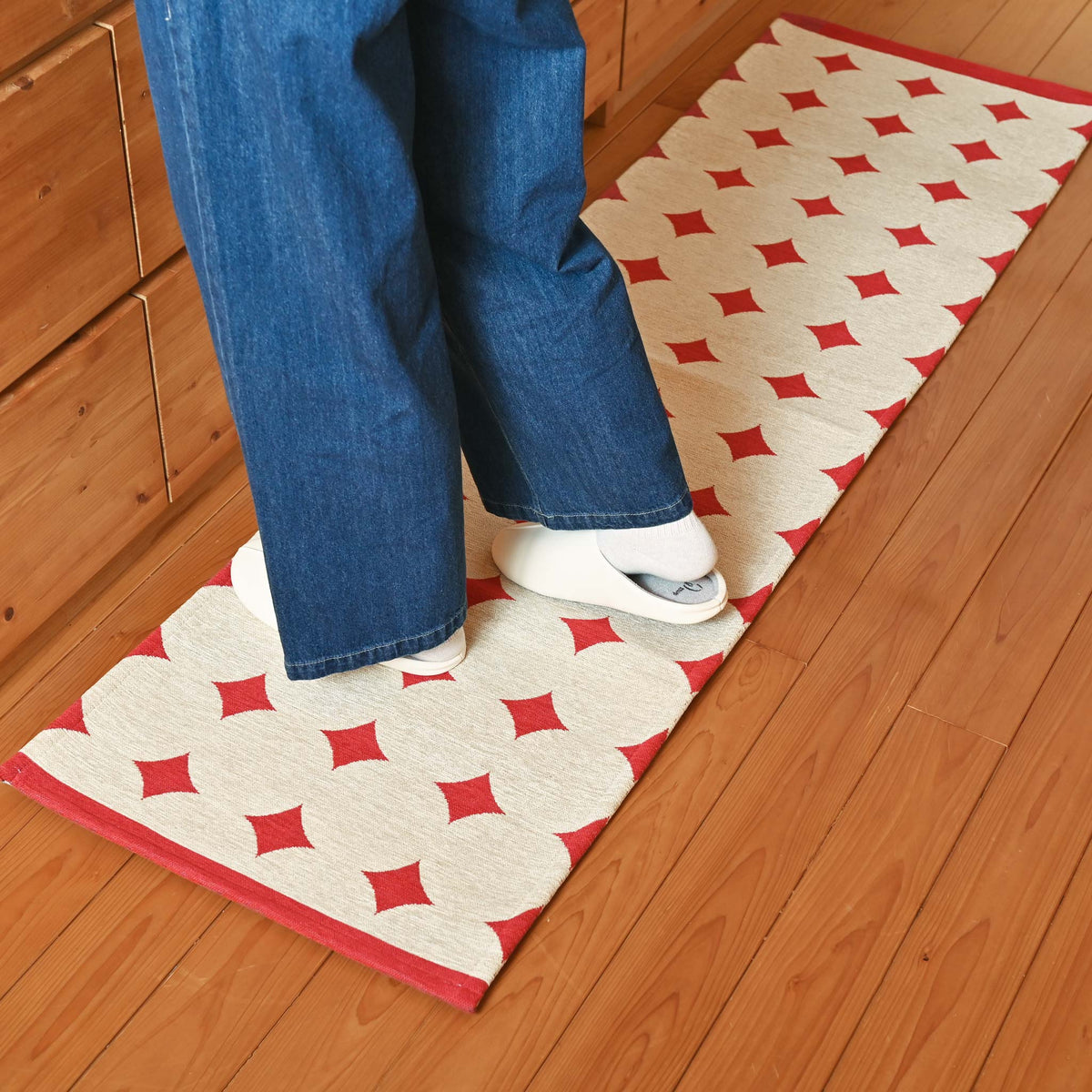 キッチンマット[ドット]Ｍ 滑り止め付き 50cm×180cm