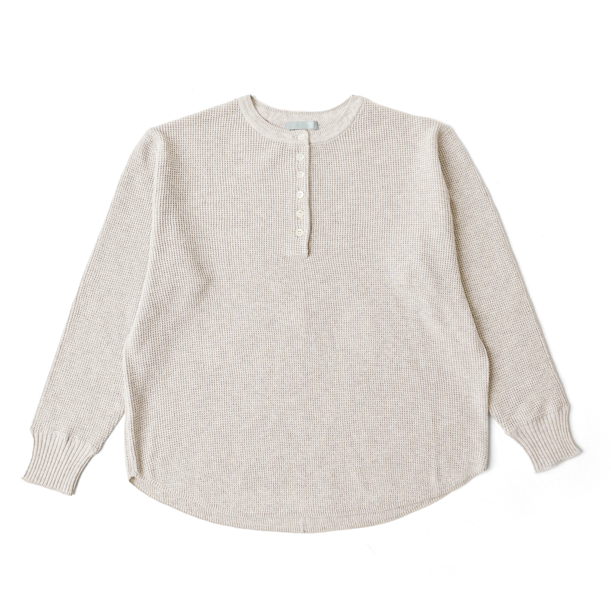 プレーンニットボタンプルオーバー 長袖